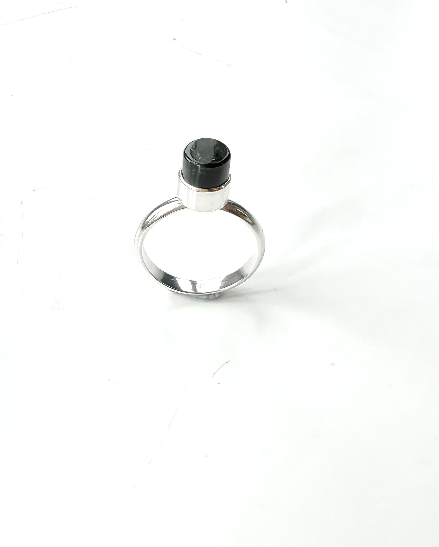Jade & Sterling Silver Small Cylinder Ring (RI-CY1)