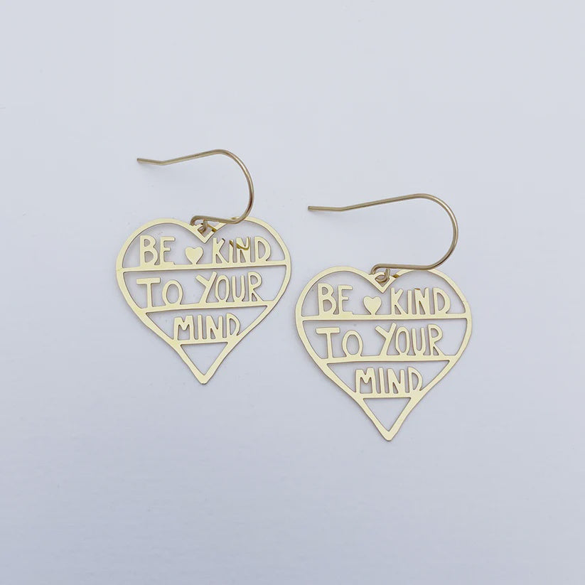Be Kind To Your Mind - Mini Dangle Earrings in Gold