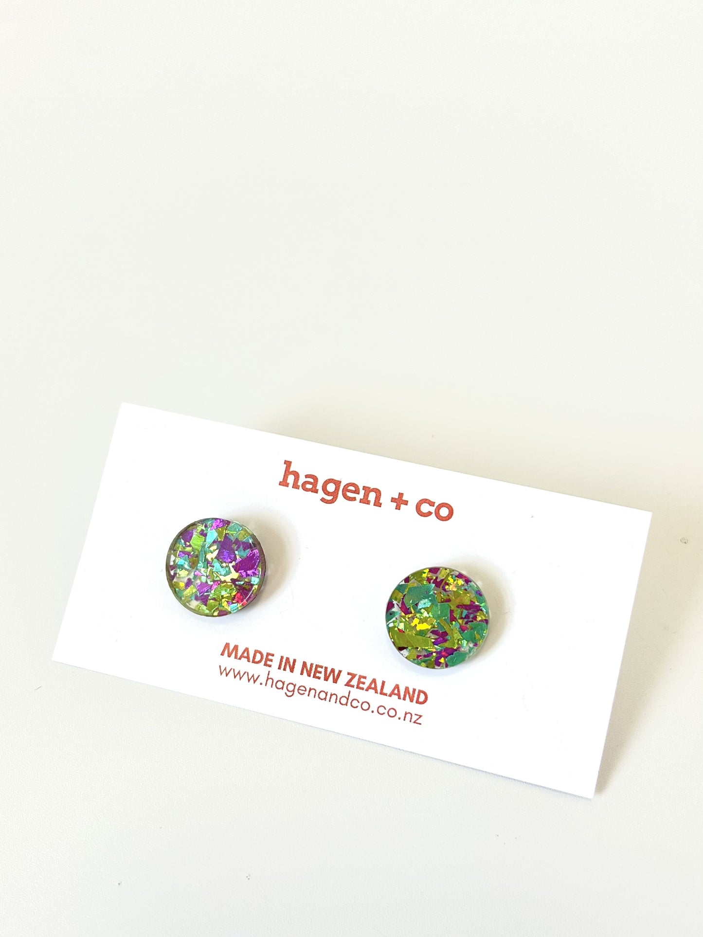 Large Glitter Studs - Aqua