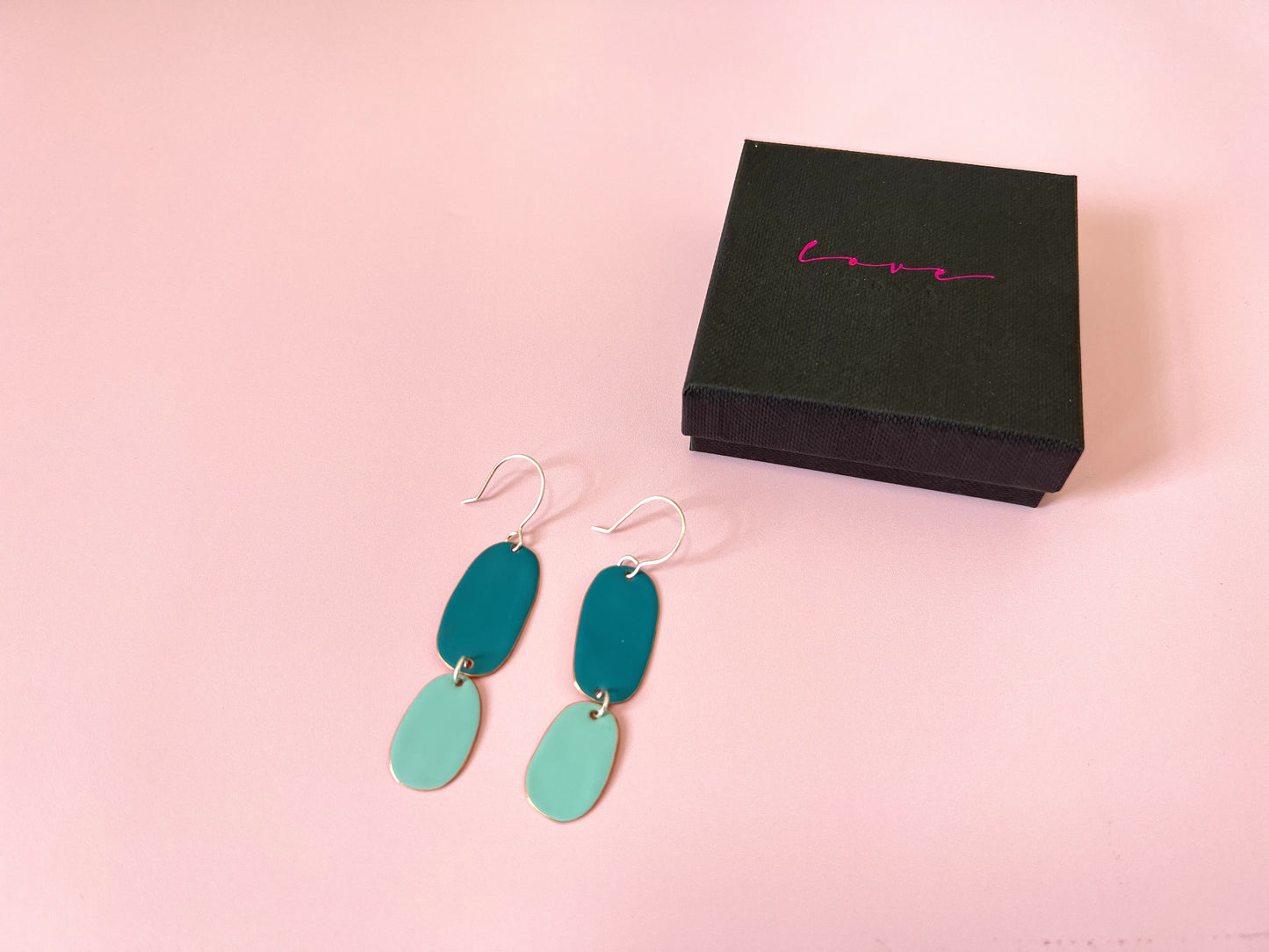 Double Drop Earrings - Dark Turquoise, Light Turquoise