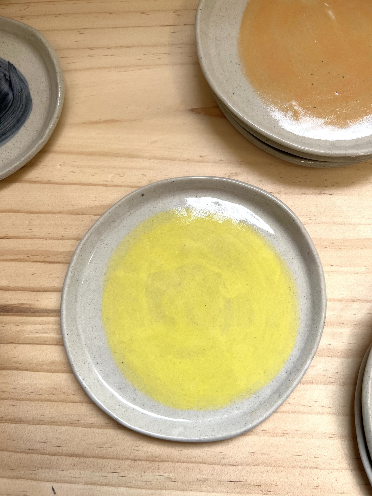 Handmade Ceramic Round Plate - Yellow