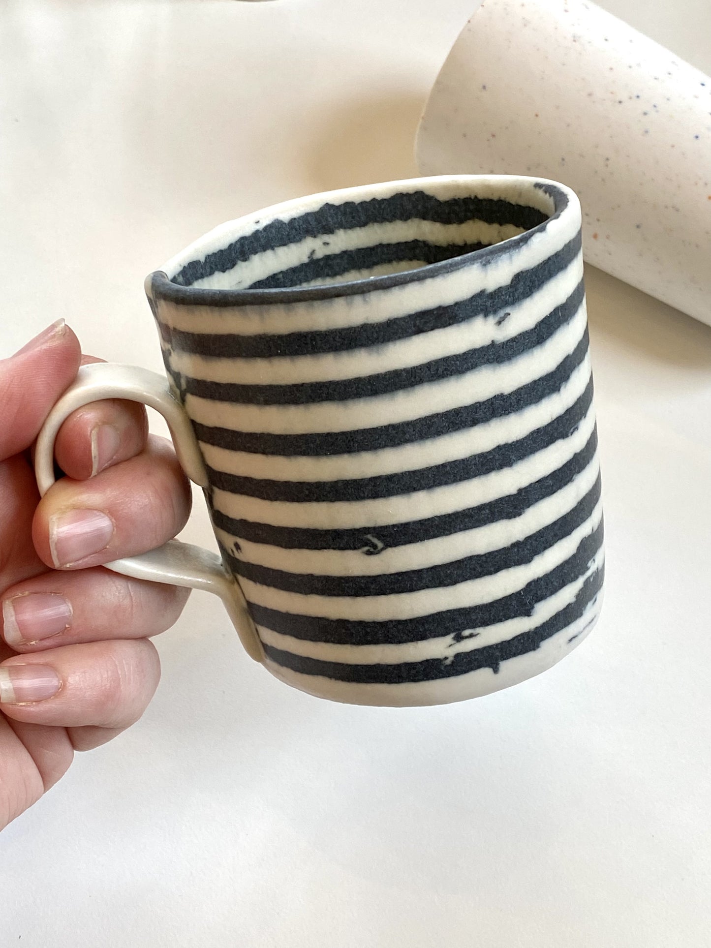 Ceramic Nerikomi Mug - Large - Black Stripes