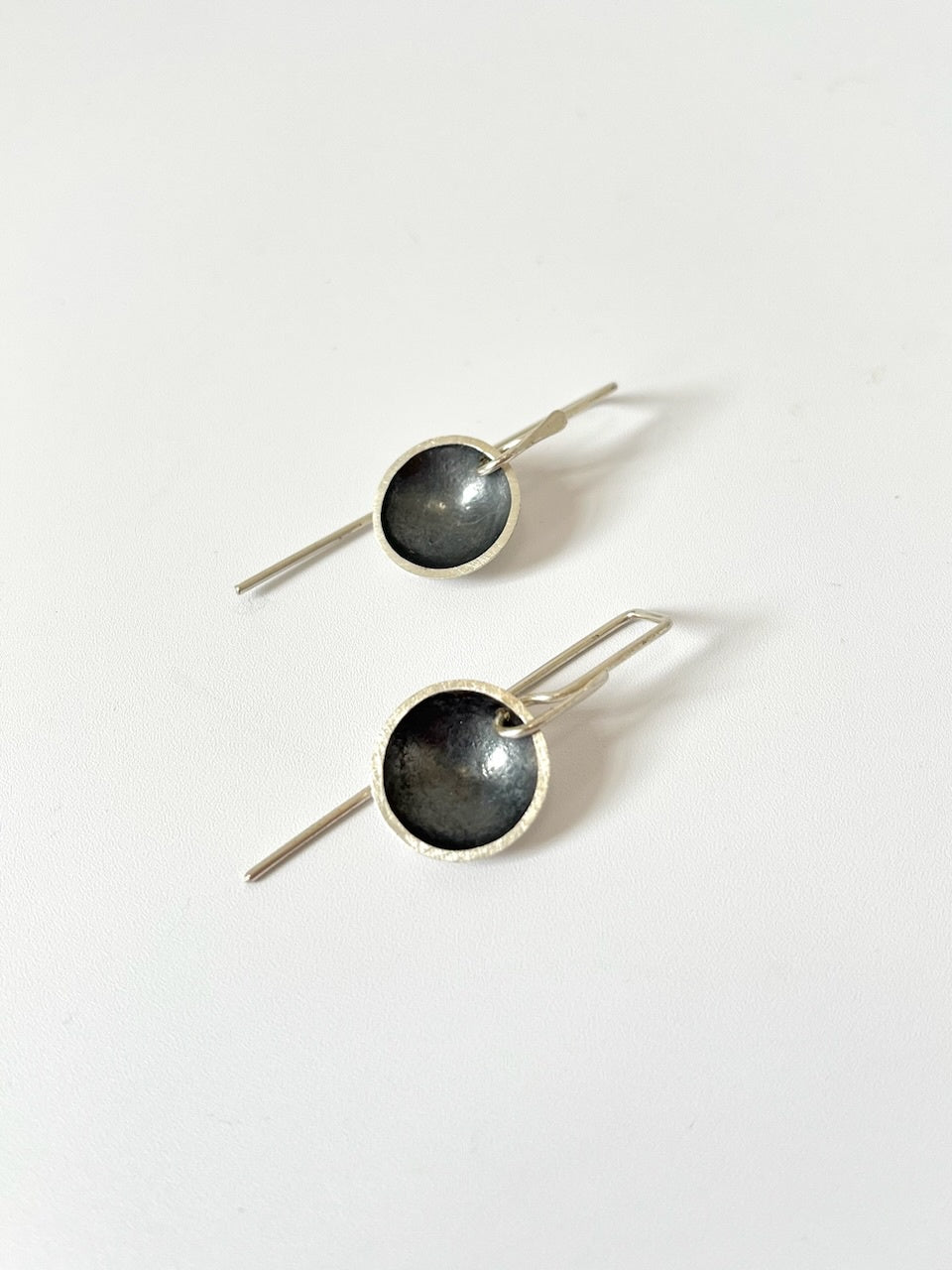 Silver Dome Dangle Earrings