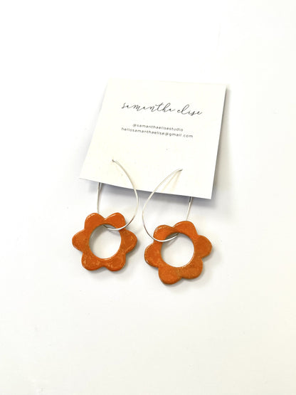 Flower Drops - Clementine - Ceramic & Sterling Silver Earrings