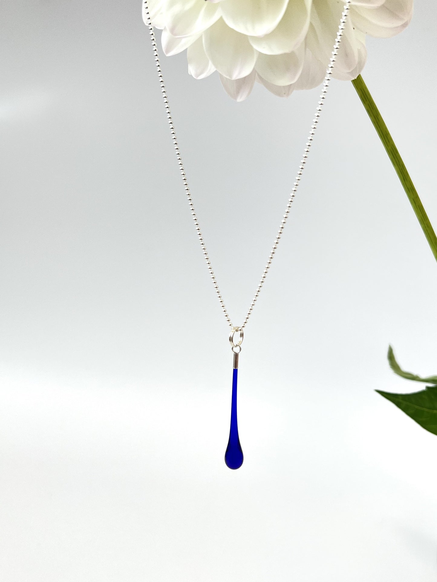 Glass Teardrop Pendant - Cobalt