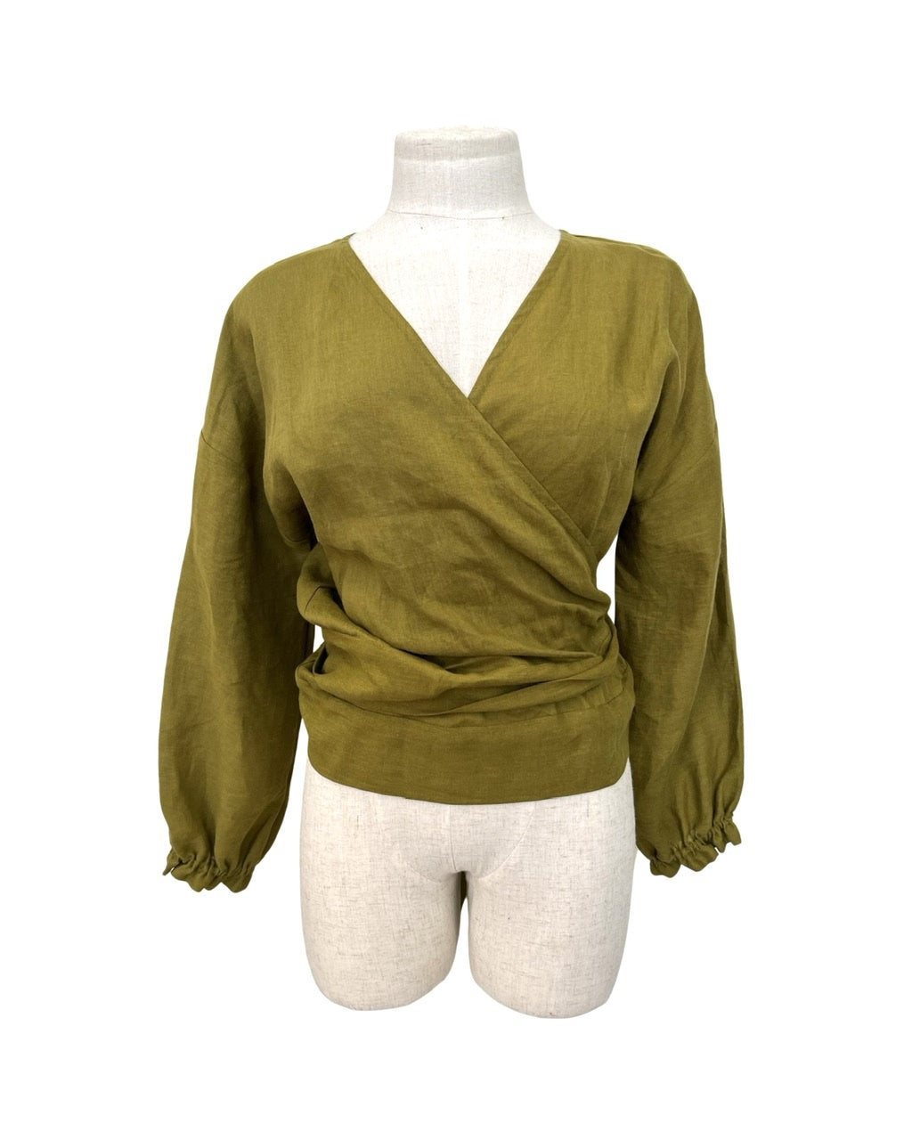 "Renee" Wrap Top - Olive Linen