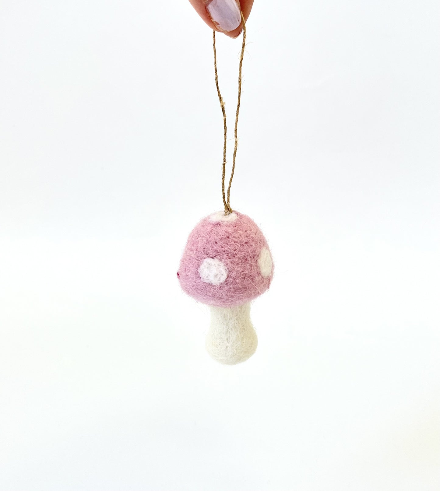 Felted Christmas Mushroom Ornament - Pink