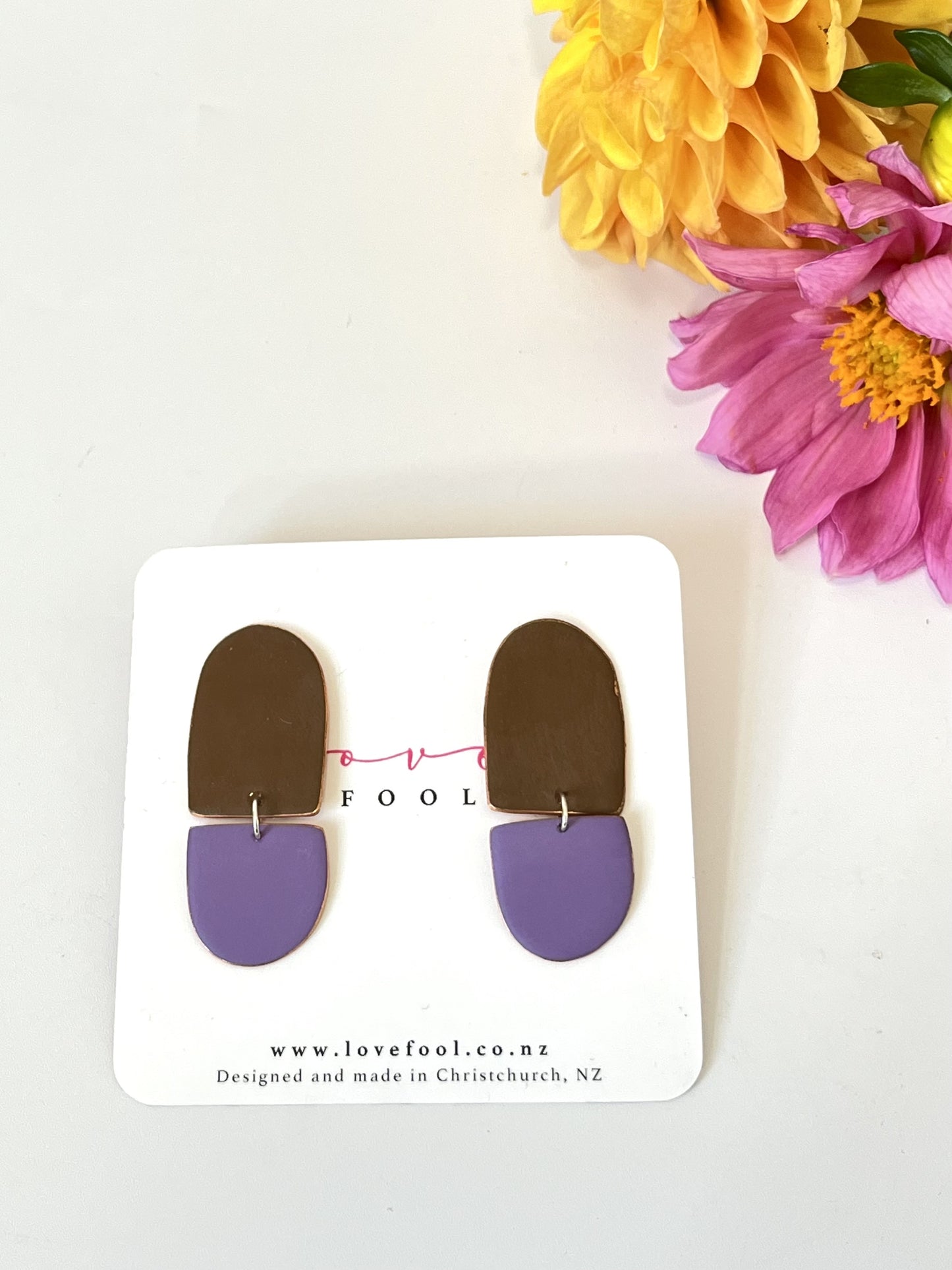 Ora Studs - Brown, Violet
