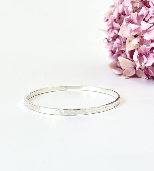 Textured Stirling Silver Bangle - 4mm width