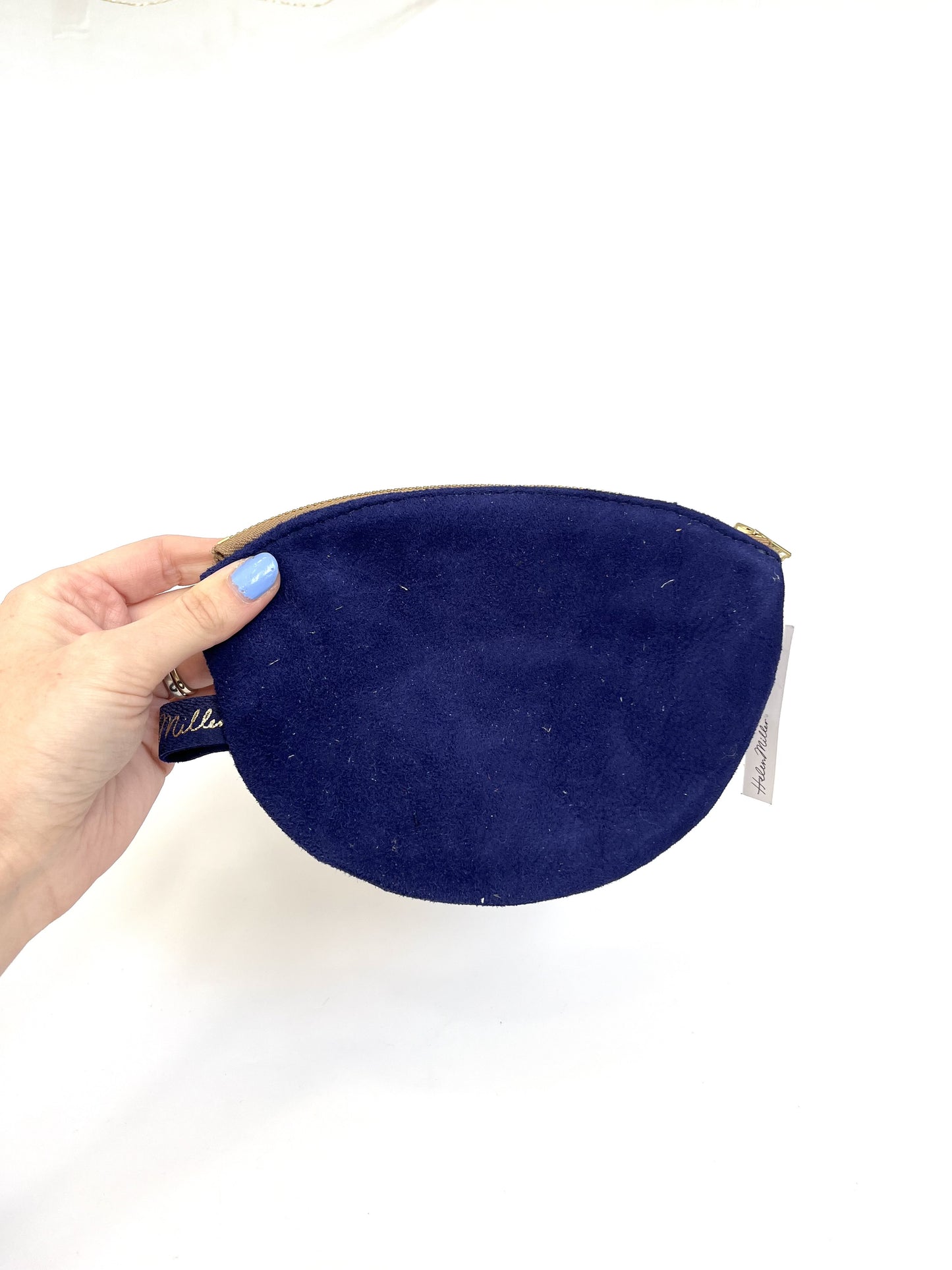 Curved Purse - Indigo Suede