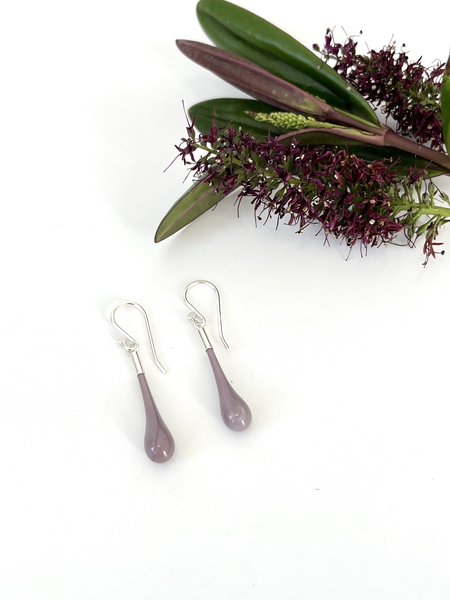 Glass Teardrop Earrings - Wisteria