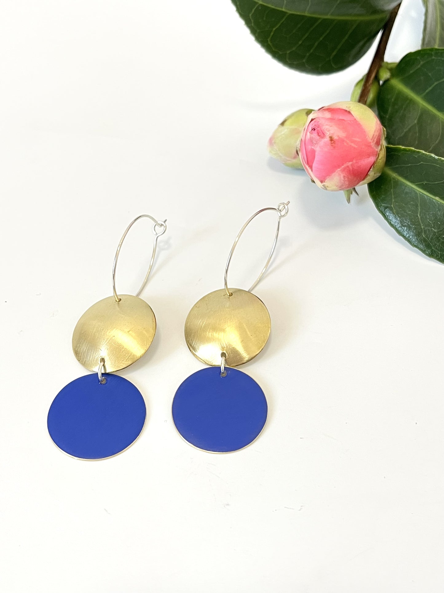 Domed Dot Earrings - Dark Blue