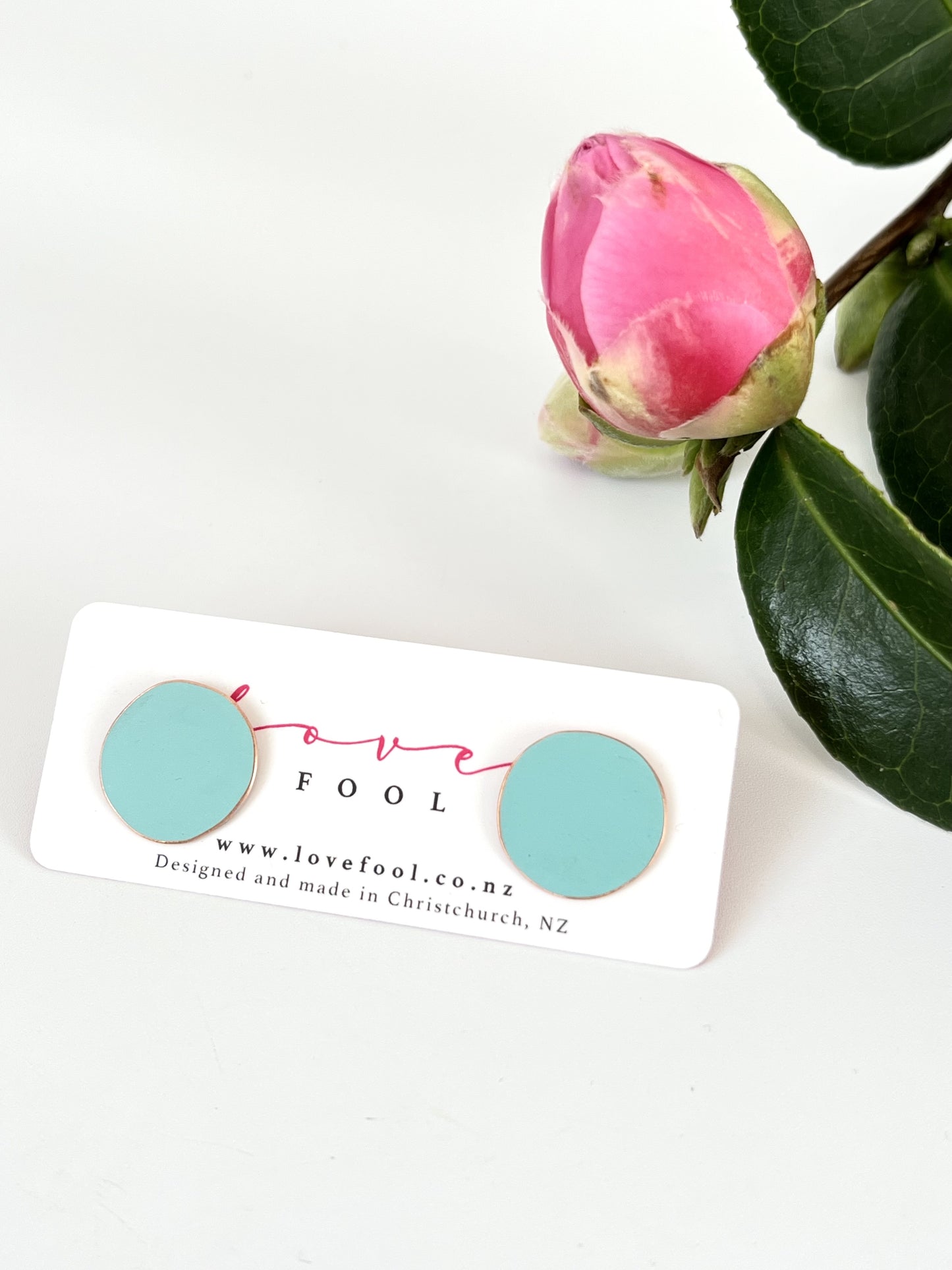 Dot Stud Earrings - Light Turquoise