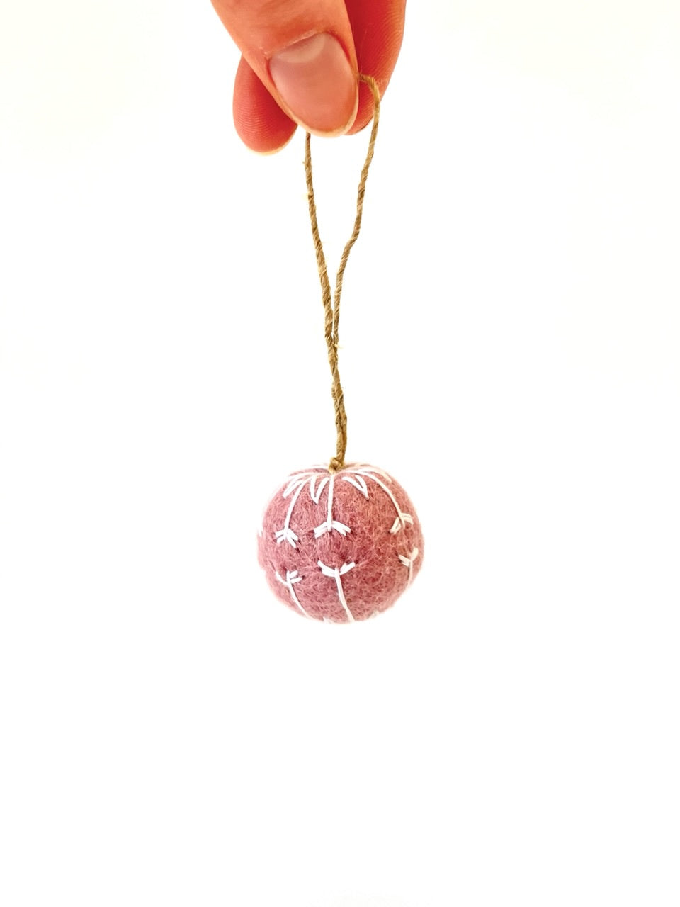 Embroidered Felt Pom-Pom Decoration - Pink, White
