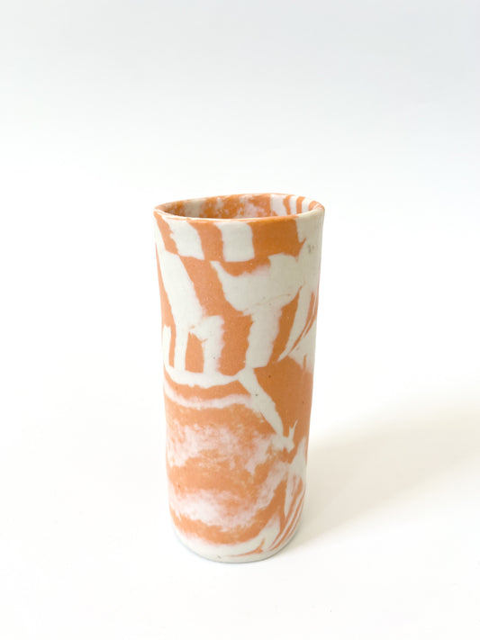 Ceramic Nerikomi Skinny Vase - Tiny - Orange Mixed