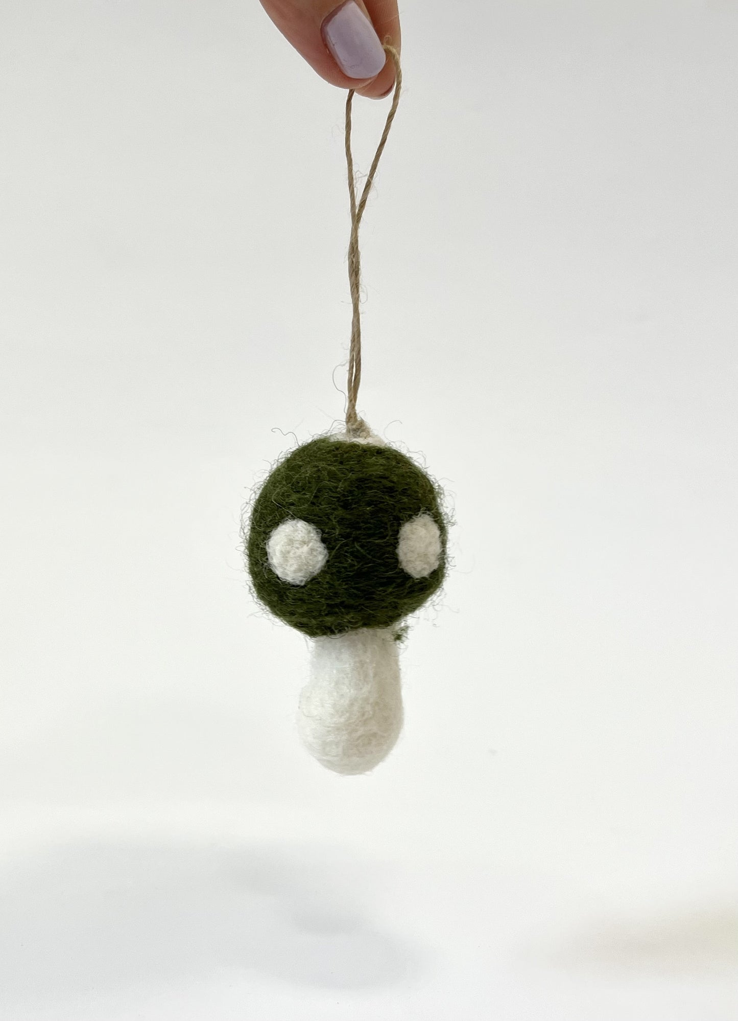 Felted Christmas Mushroom Ornament - Green