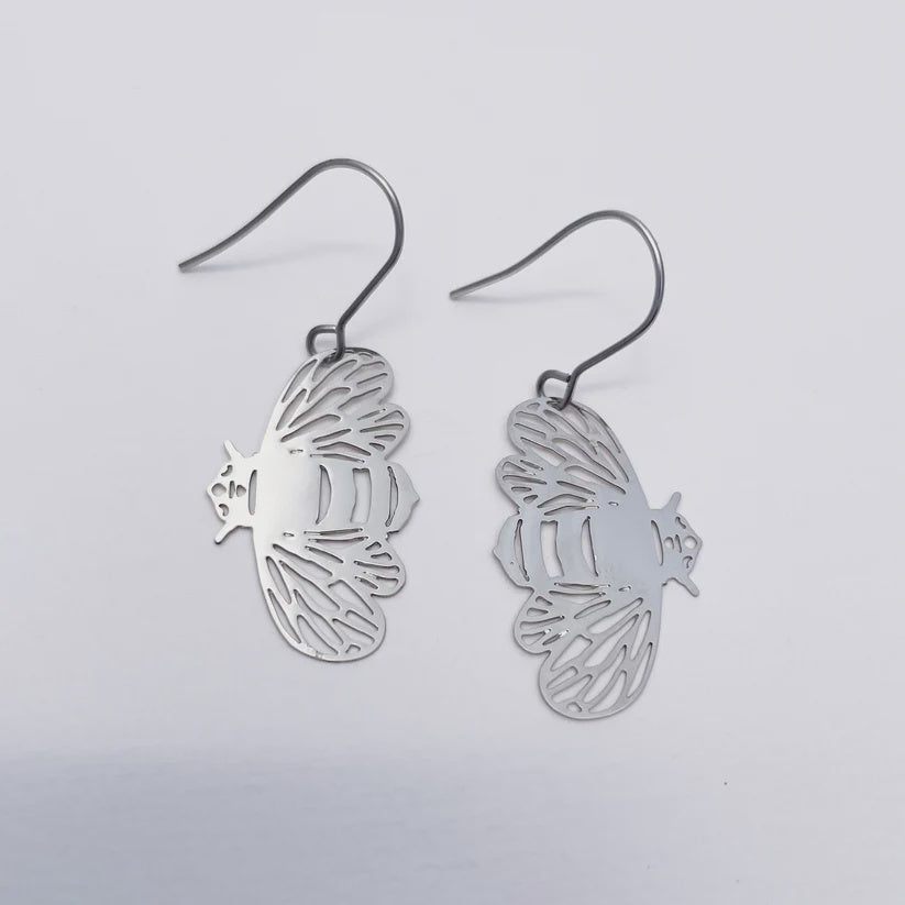 Mini Bee Dangles in Silver