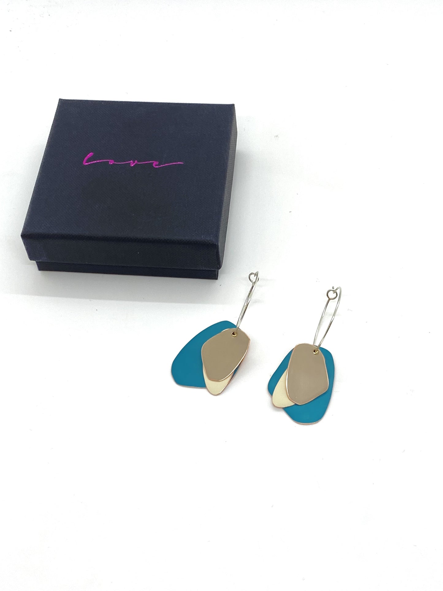 Lou Drop Earrings - Dark Turquoise, Ivory, Sand