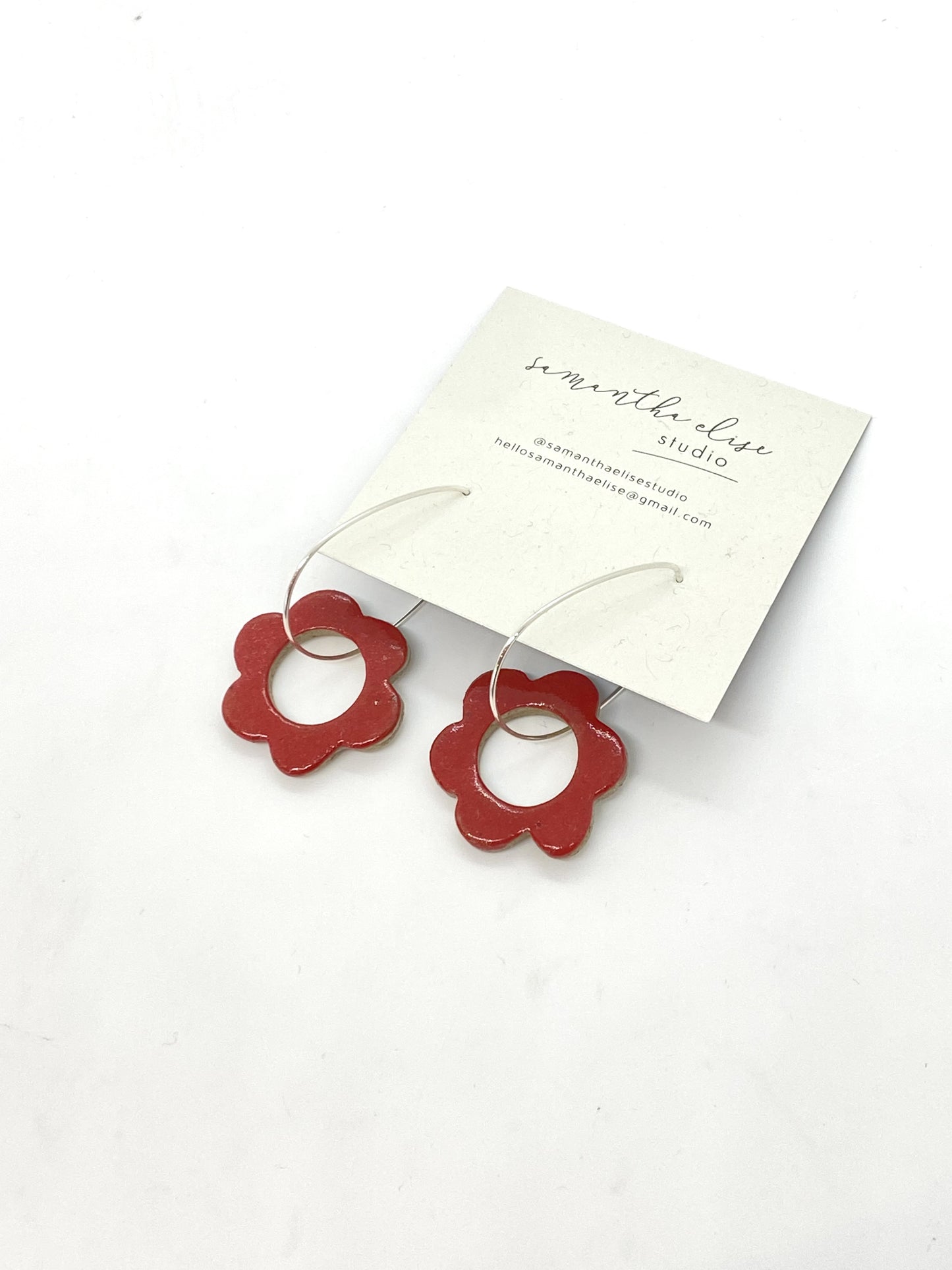 Flower Drops - Chilli - Ceramic & Sterling Silver Earrings
