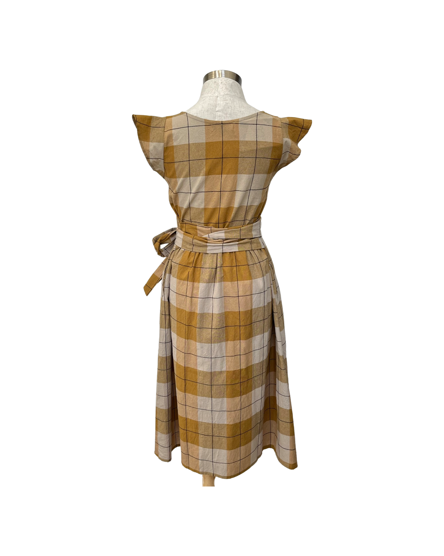 "Mollie" Dress - Caramel Check Linen