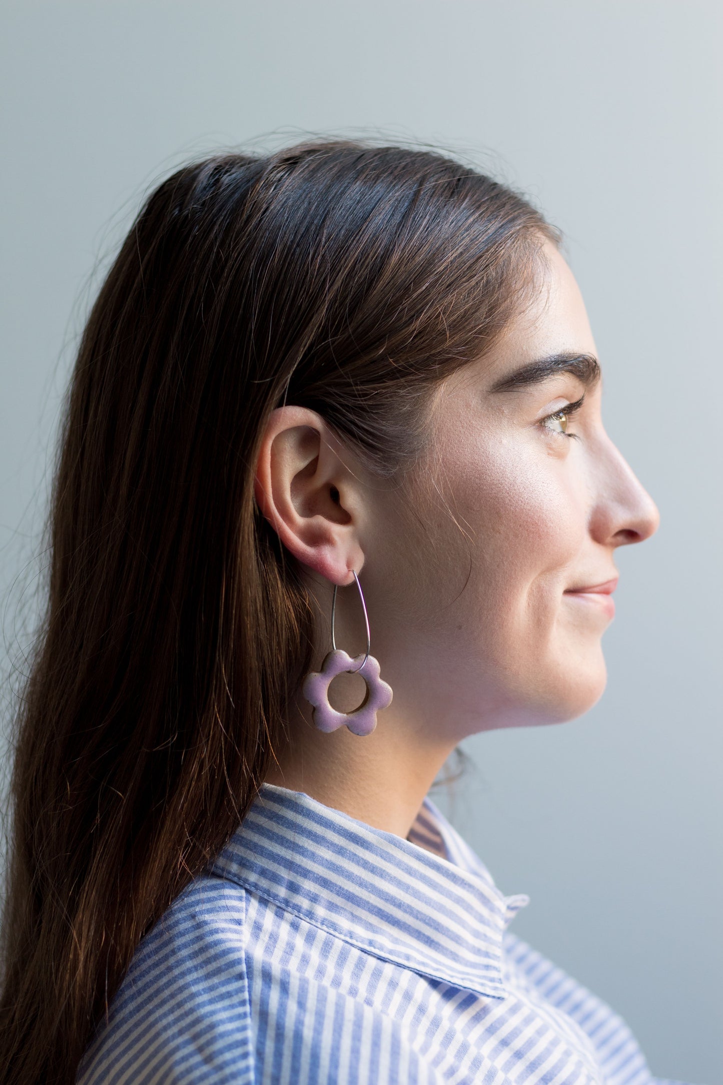 Flower Drops - Lilac - Ceramic & Sterling Silver Earrings