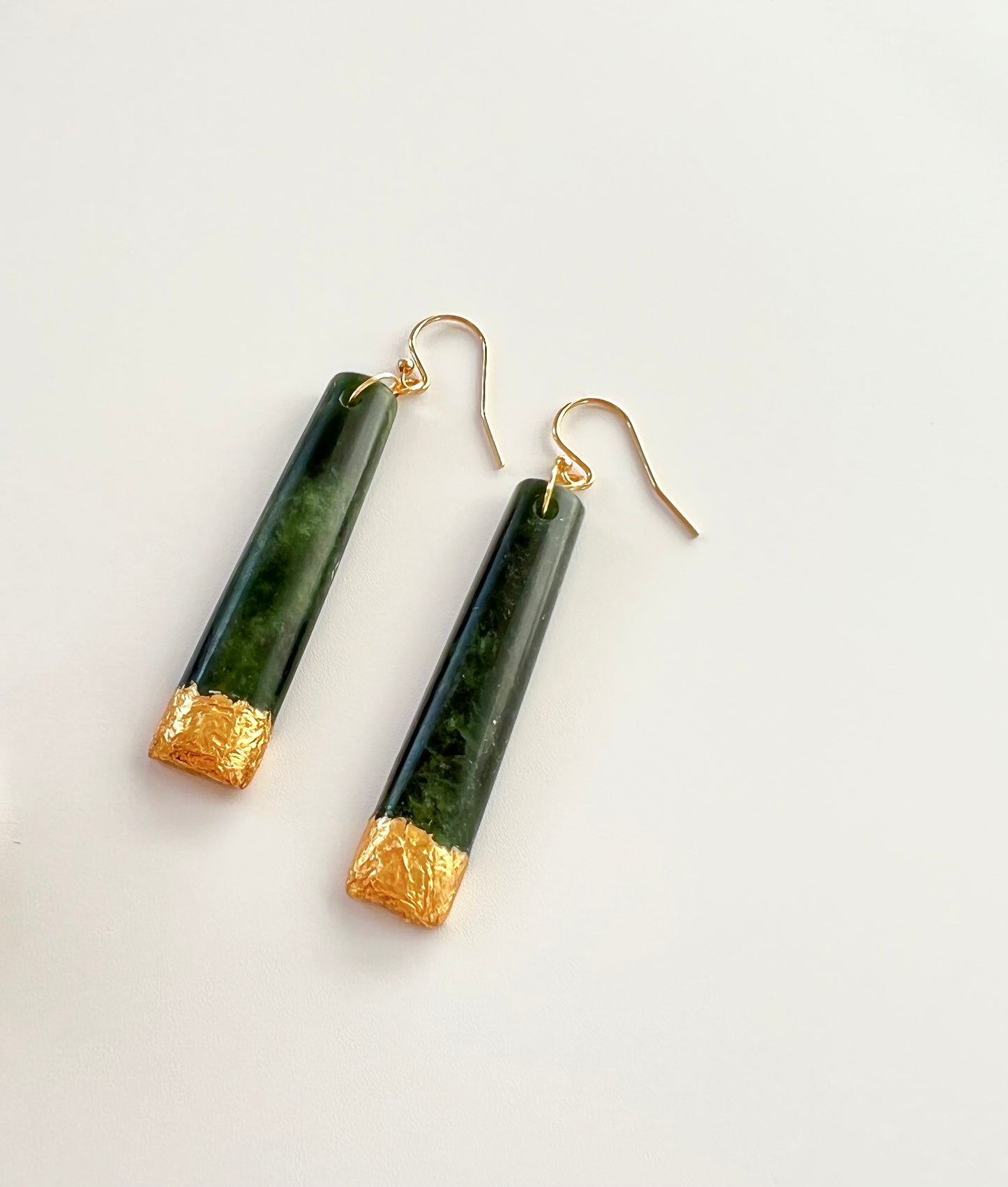 Gold Tipped Greenstone Toki Earrings (EA-GL1)