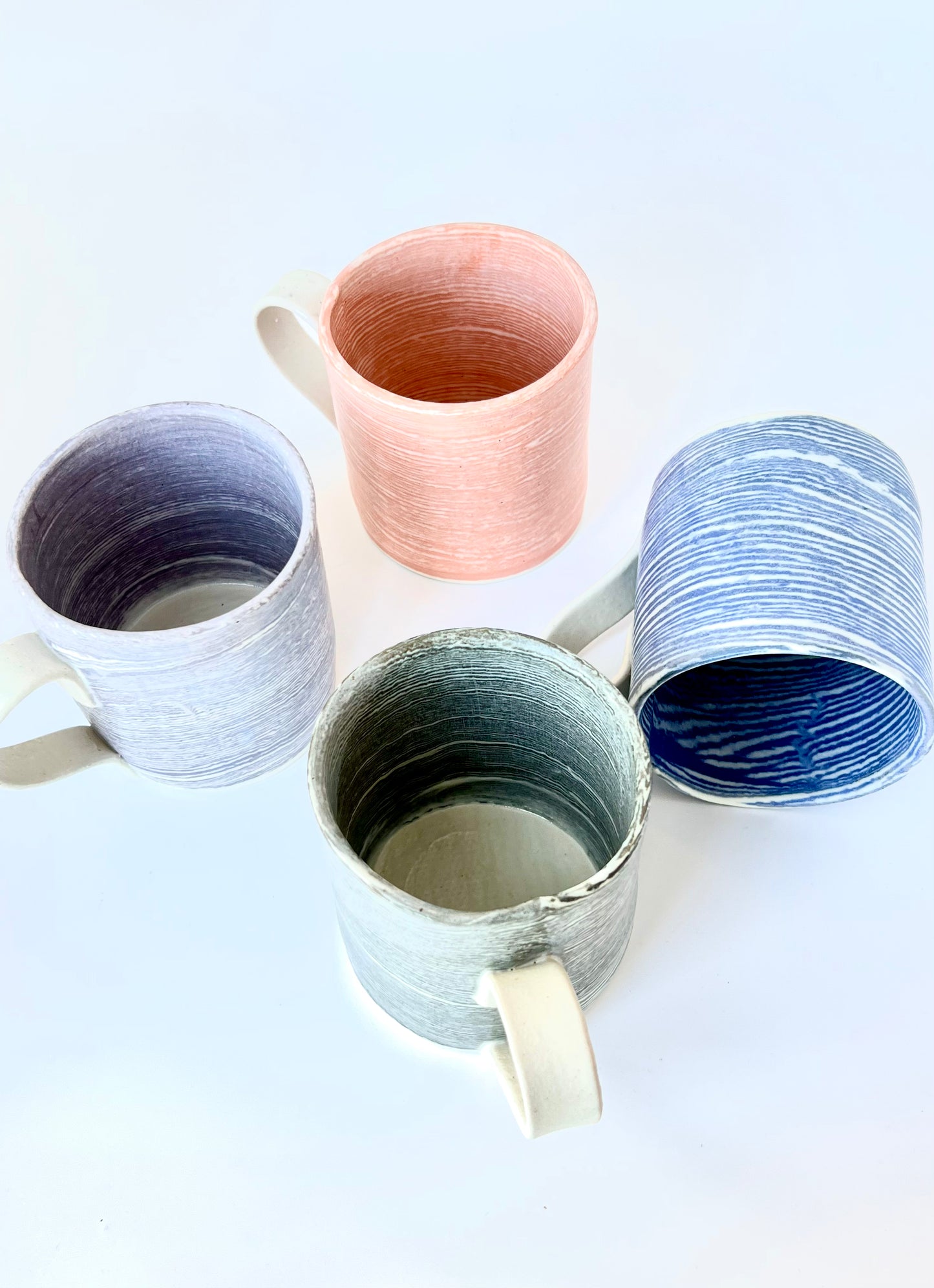 Ceramic Nerikomi Mug - Large - Orange (Thin Stripes)