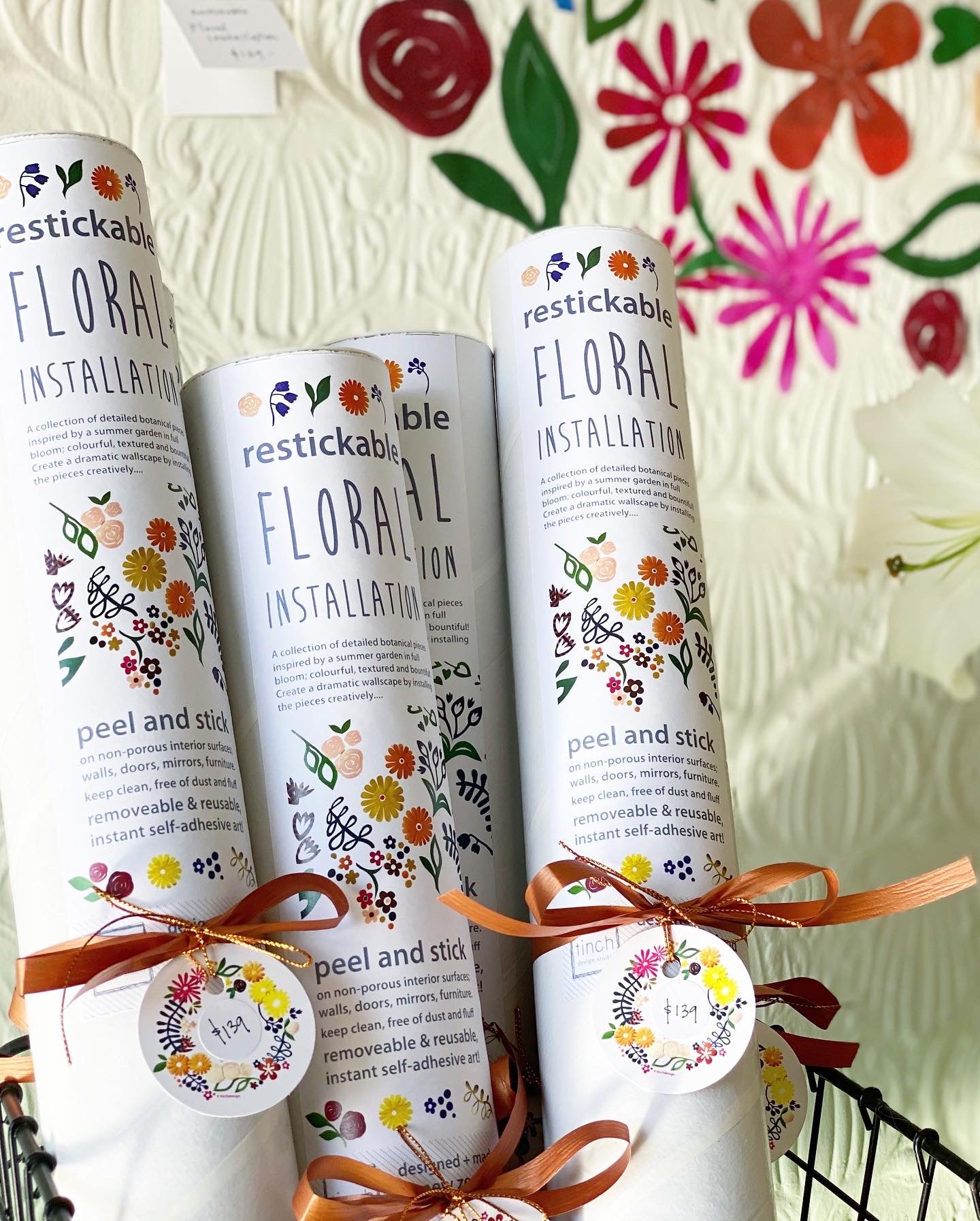 Restickable Floral installation