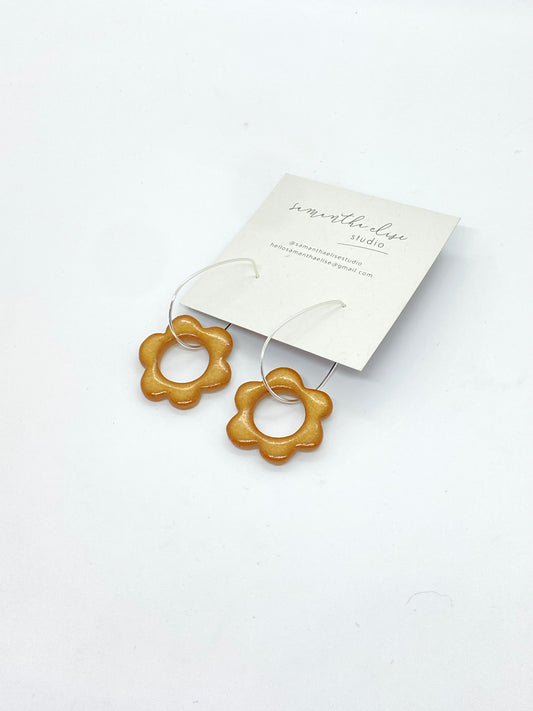Flower Drops - Honey - Ceramic & Sterling Silver Earrings