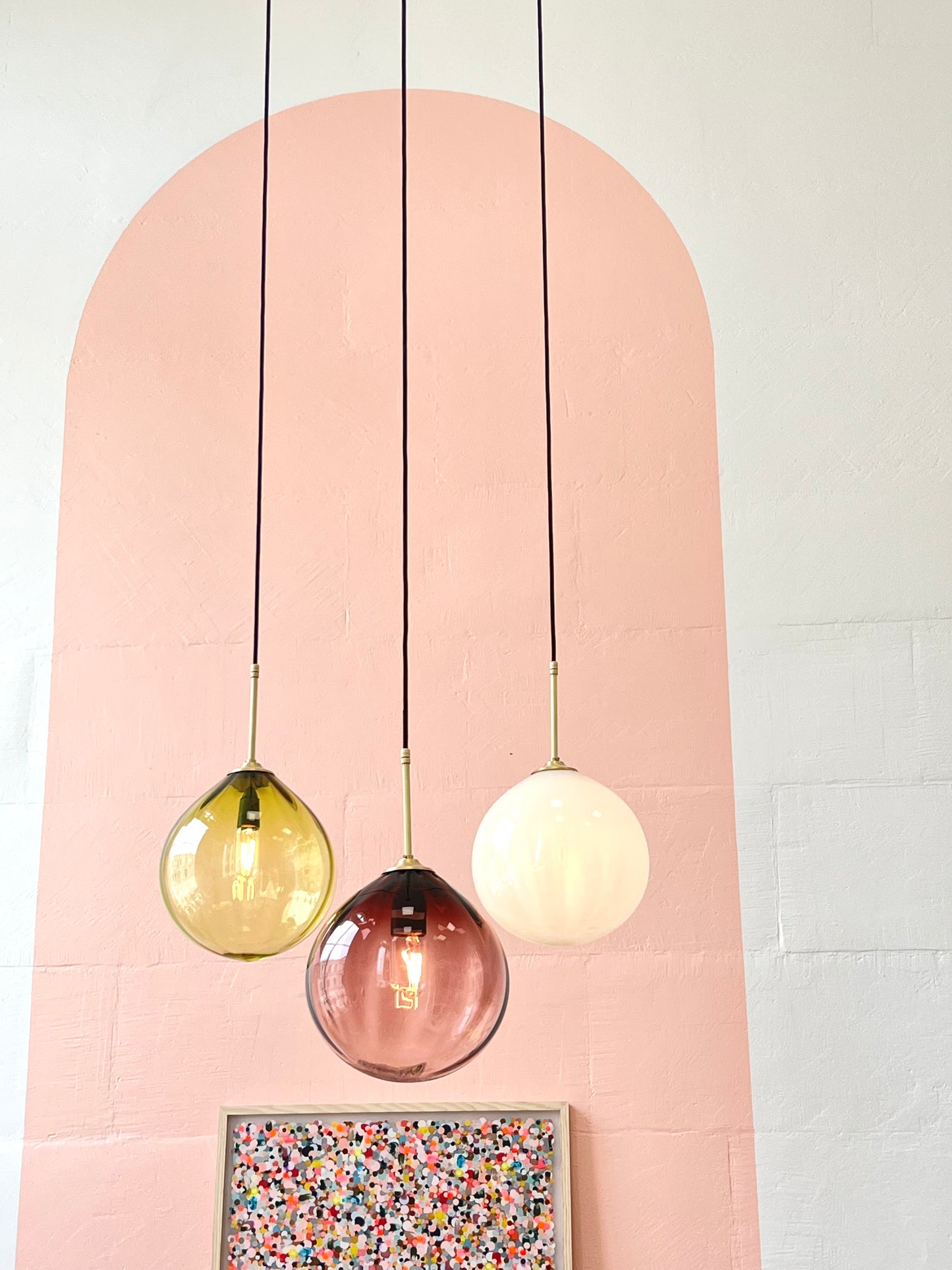 Handblown Glass 'Dodici' pendant light - Ivory - made to order