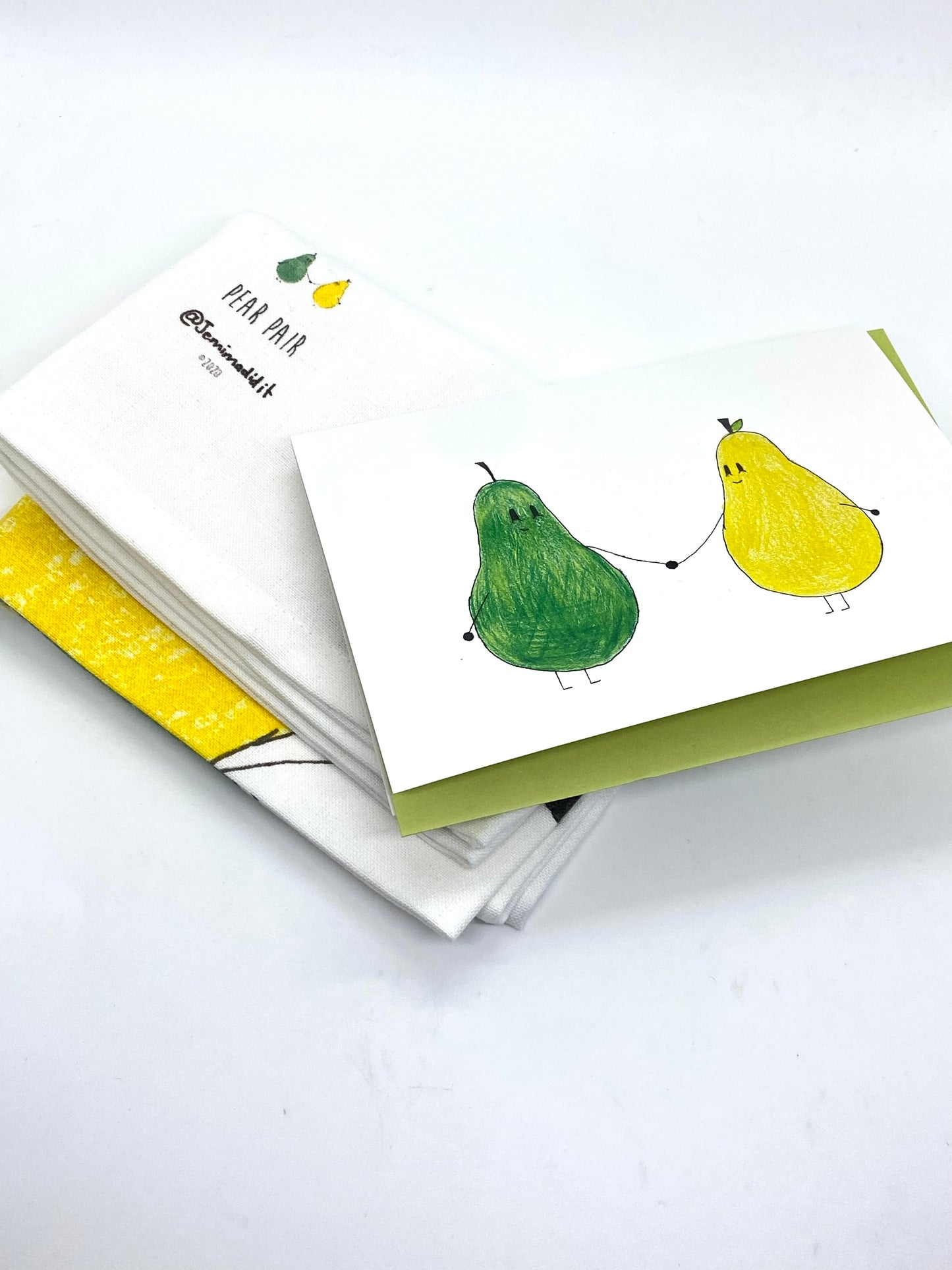 Pear Pair - Illustrated Cotton Tea towel by Jemimadidit