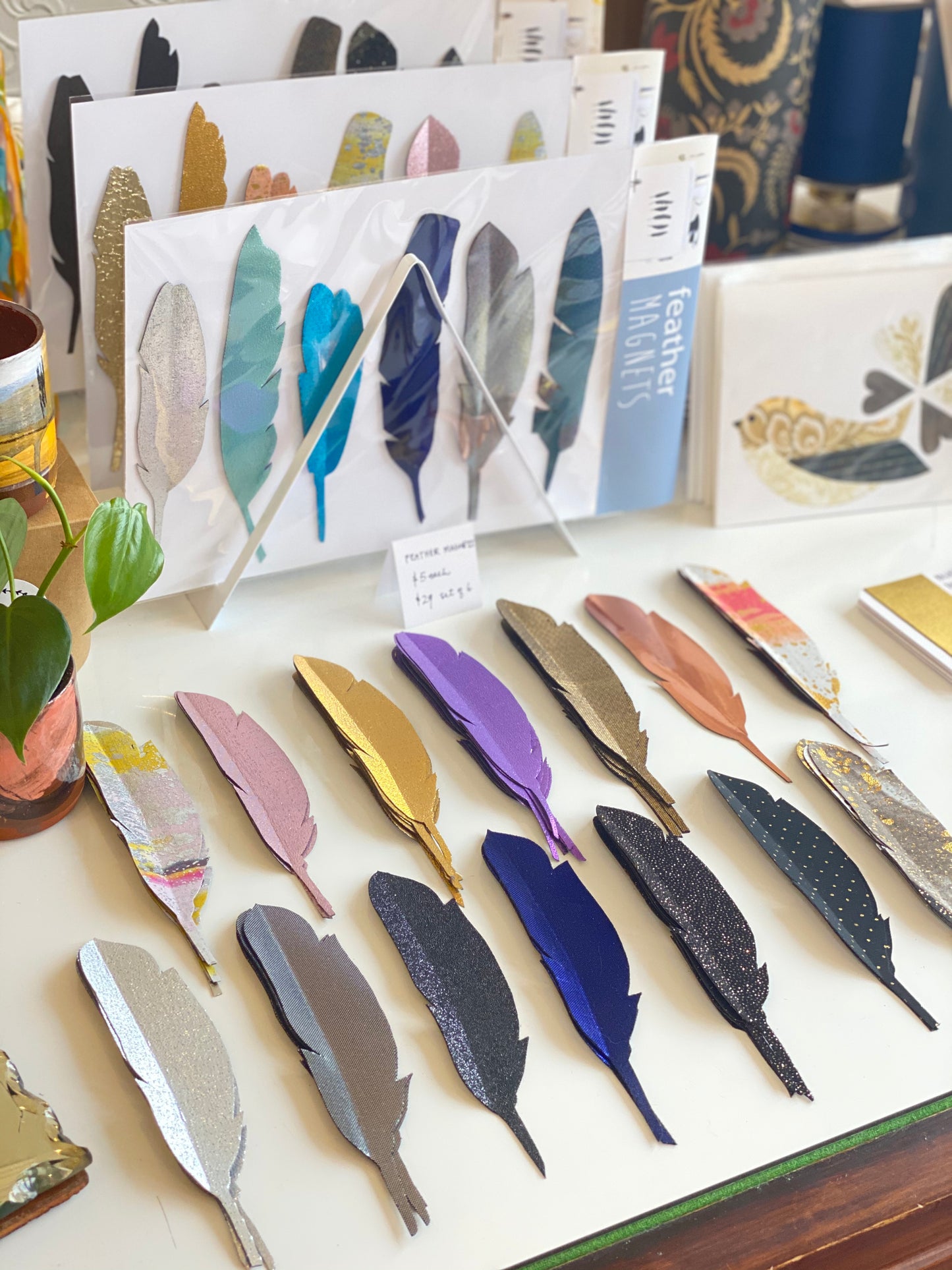 Feather Magnet Set - Mixed Metallics