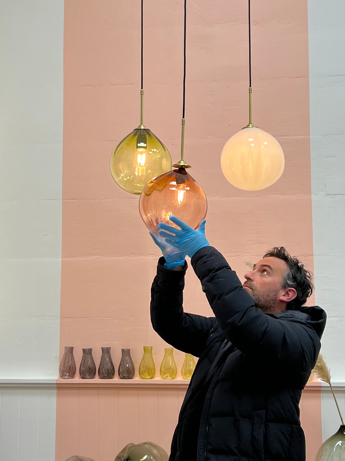 Triple 'Dodici' Pendant Light + Ceiling Rose - made to order