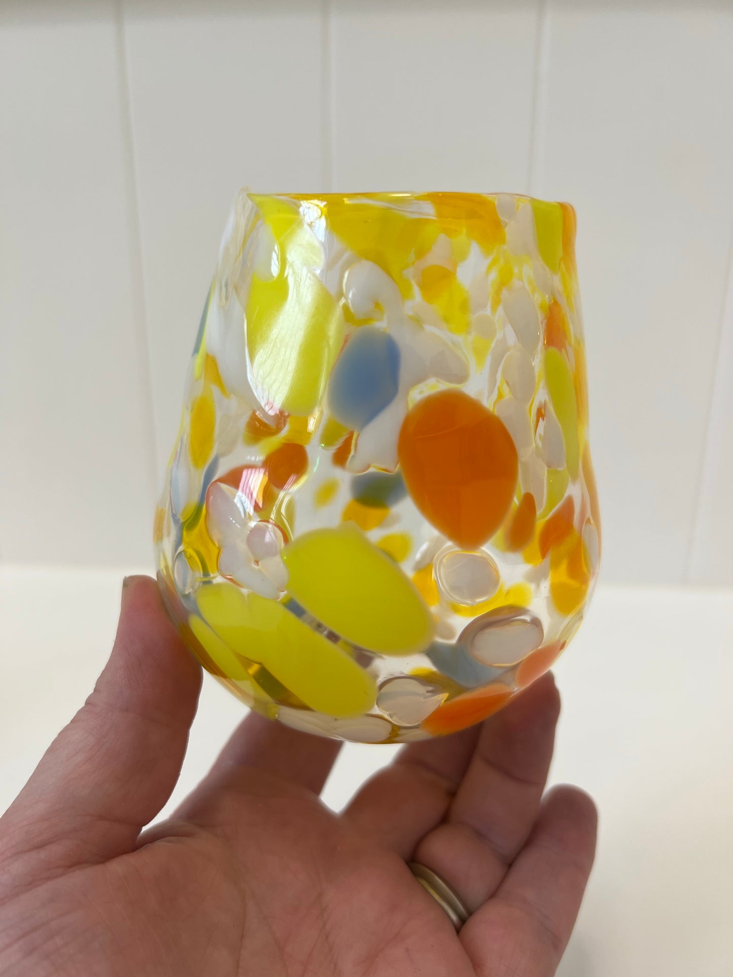 Handblown Glass Tumbler - ‘Summer’ limited edition (blue & yellow)