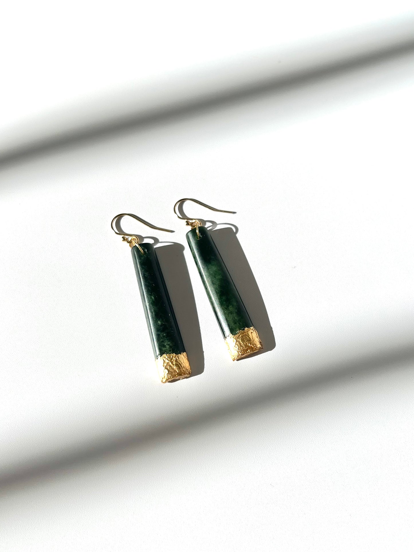 Gold Tipped Greenstone Toki Earrings (EA-GL1)