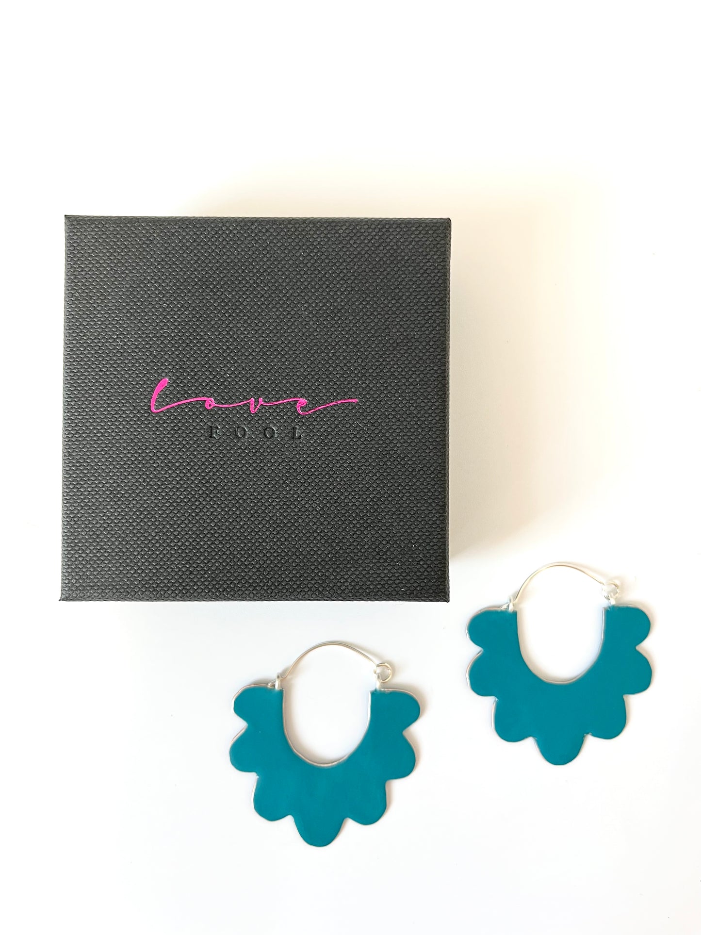 Ruffle Hoop Earrings - Dark Turquoise