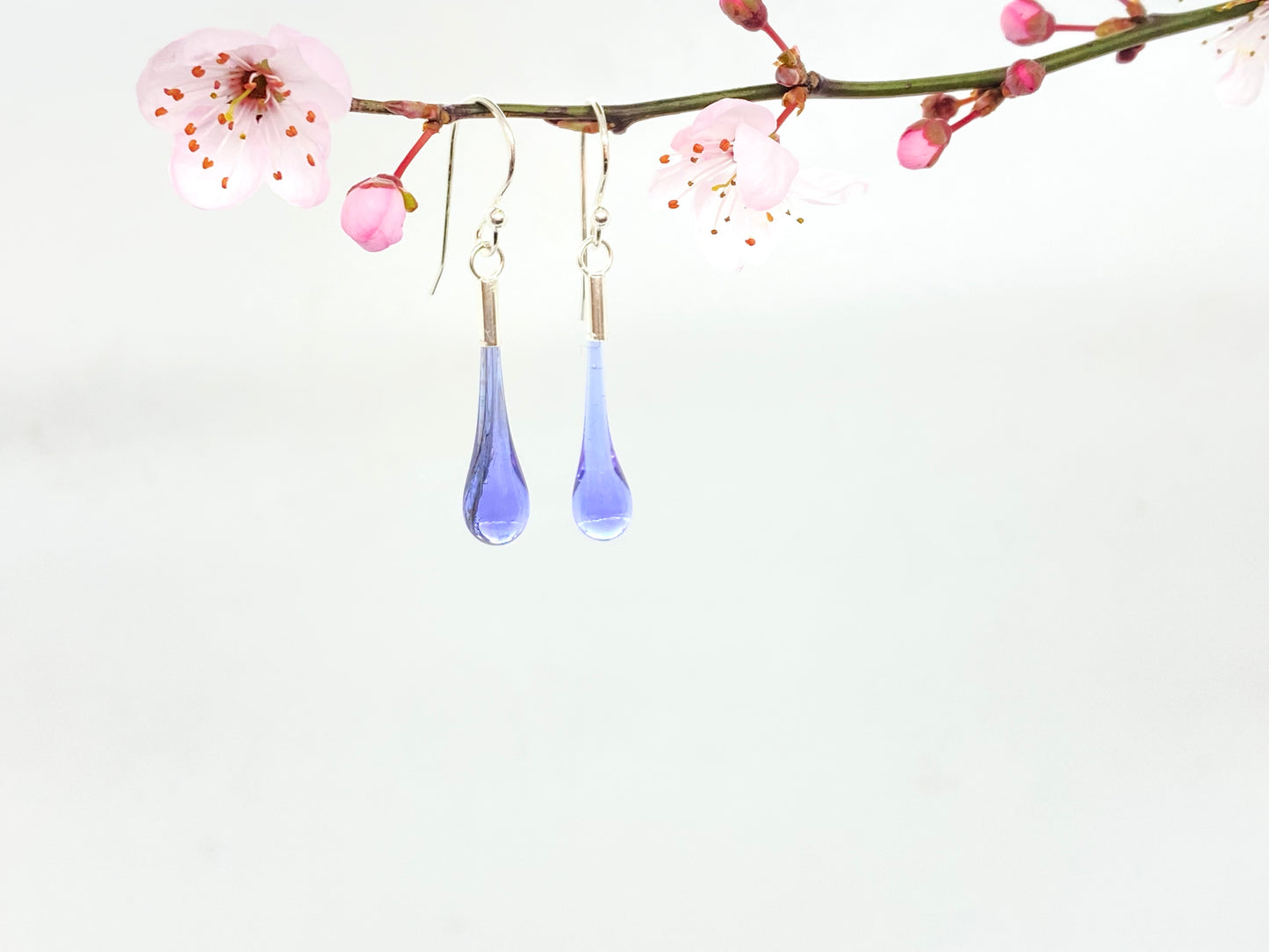 Glass Teardrop Earrings - Light Lilac