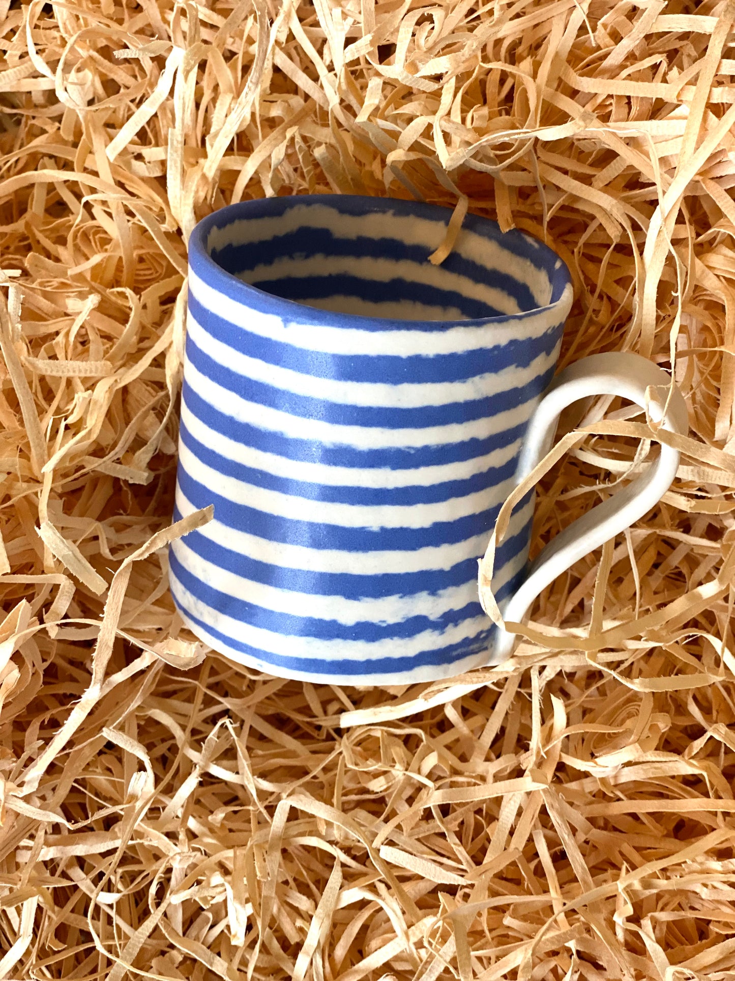Ceramic Nerikomi Mug - Large - Dark Blue (Stripes)