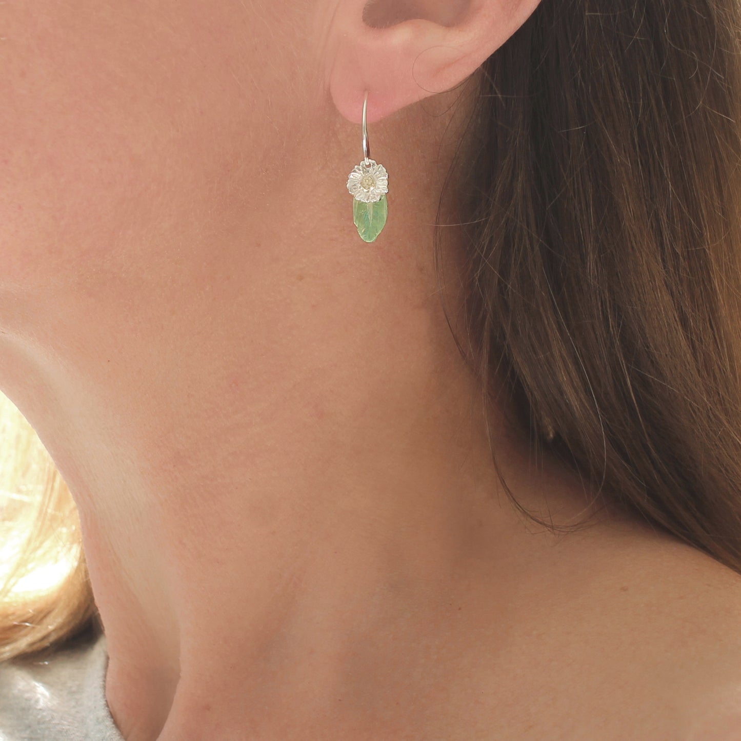 Daisy Flower + Leaf Earrings