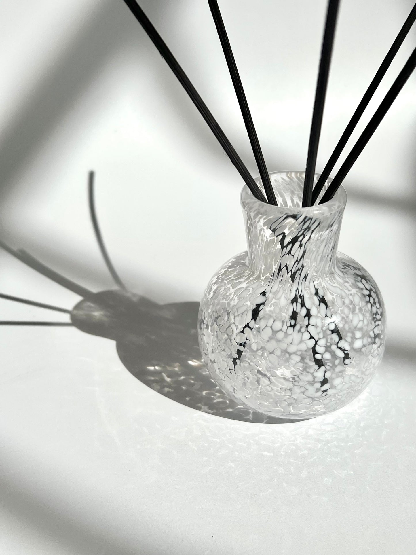 Handblown Glass Diffuser/Vase - Speckled white
