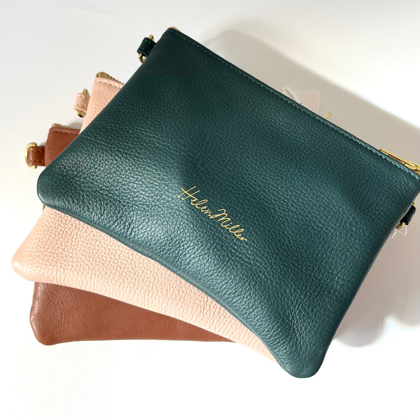 Zip Clutch with Strap - Chestnut