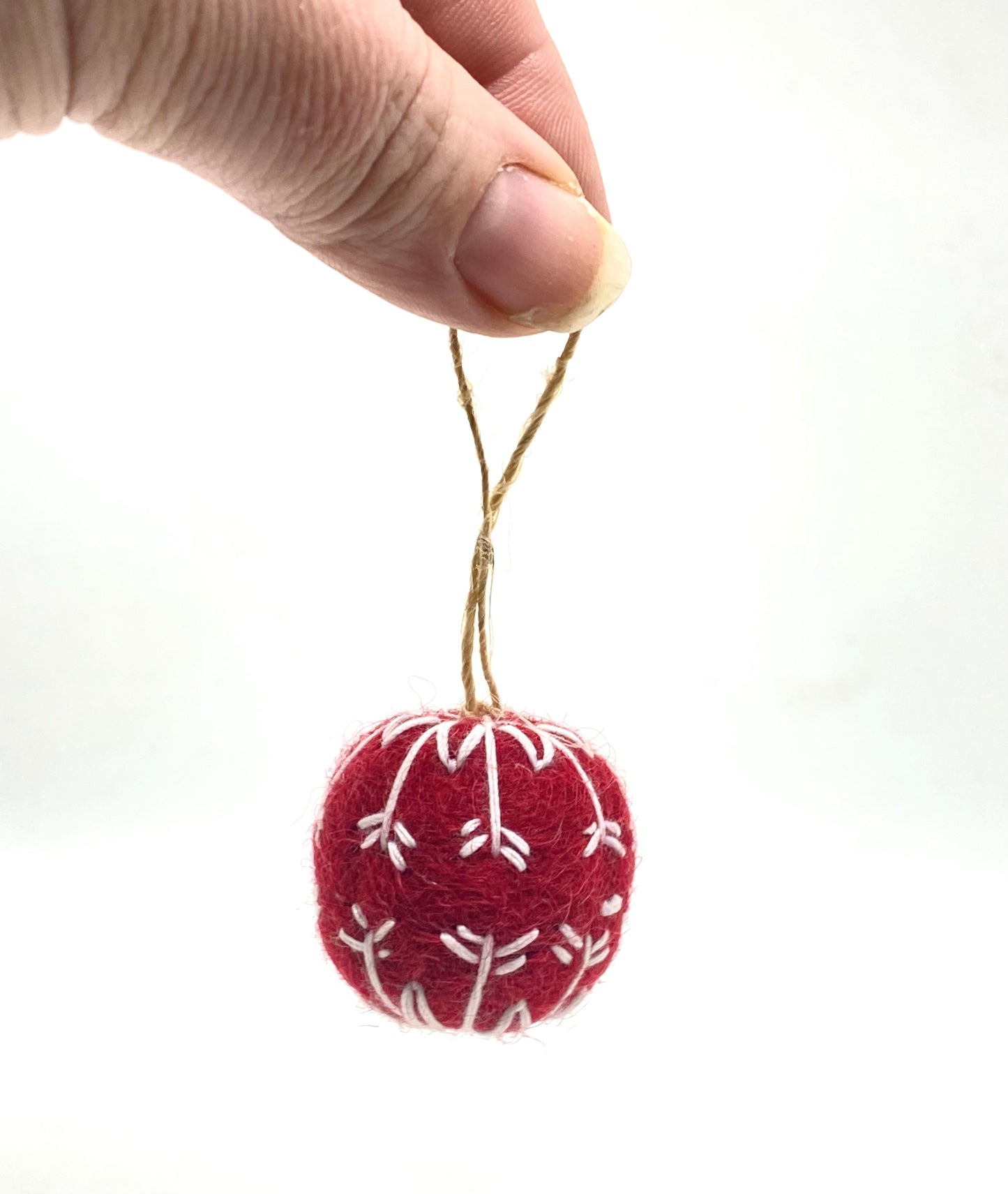 Embroidered Felt Pom-Pom Decoration - Red, White