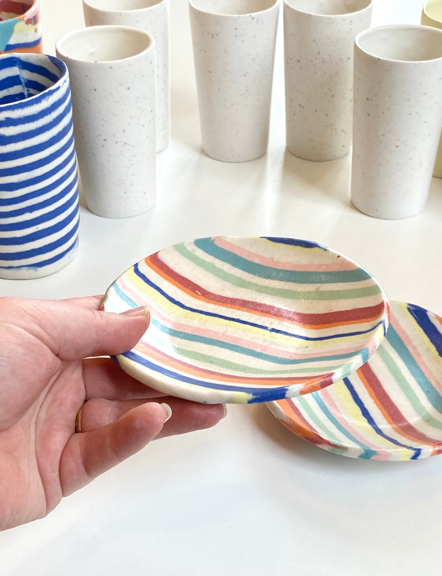 Nerikomi Tiny Dish - Rainbow Stripe