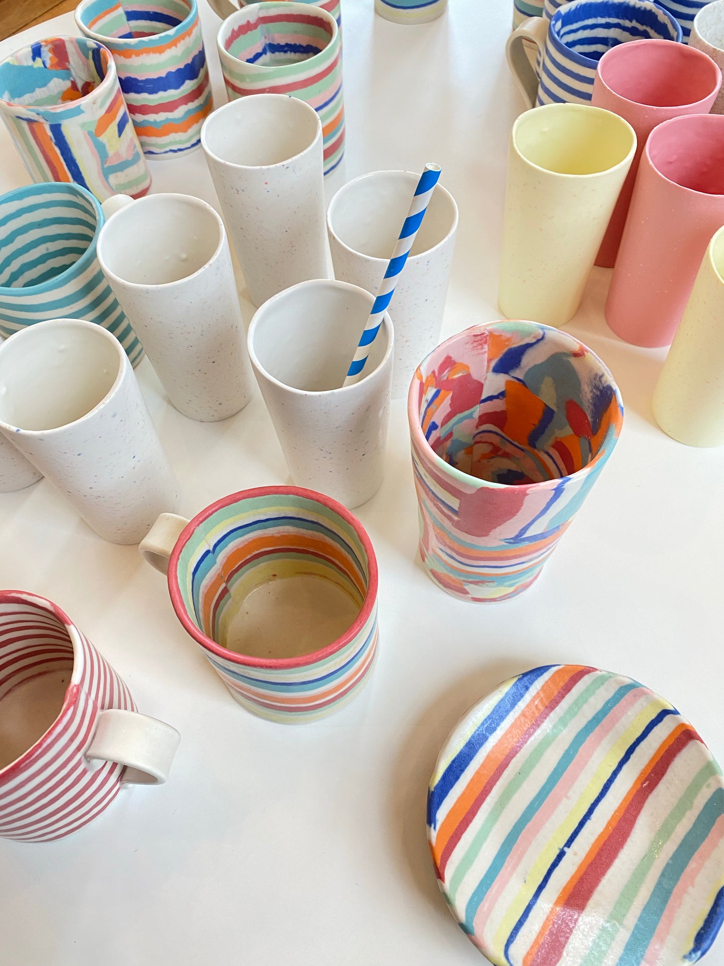 Ceramic Nerikomi Mug - Large - Red Stripes