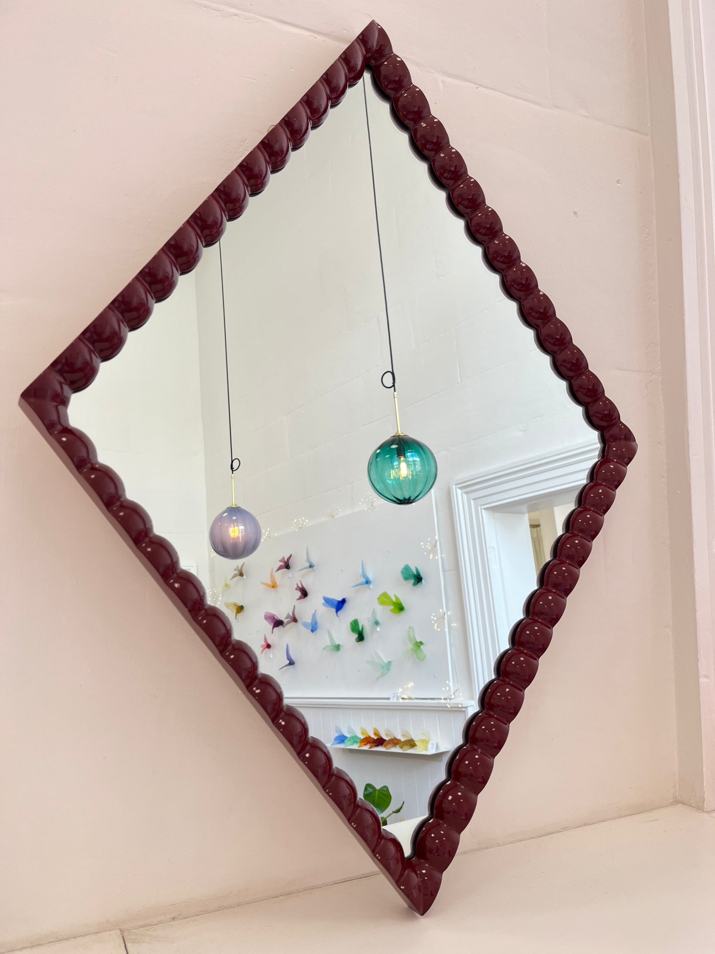 Diamond Spindle Mirror - Persian Red