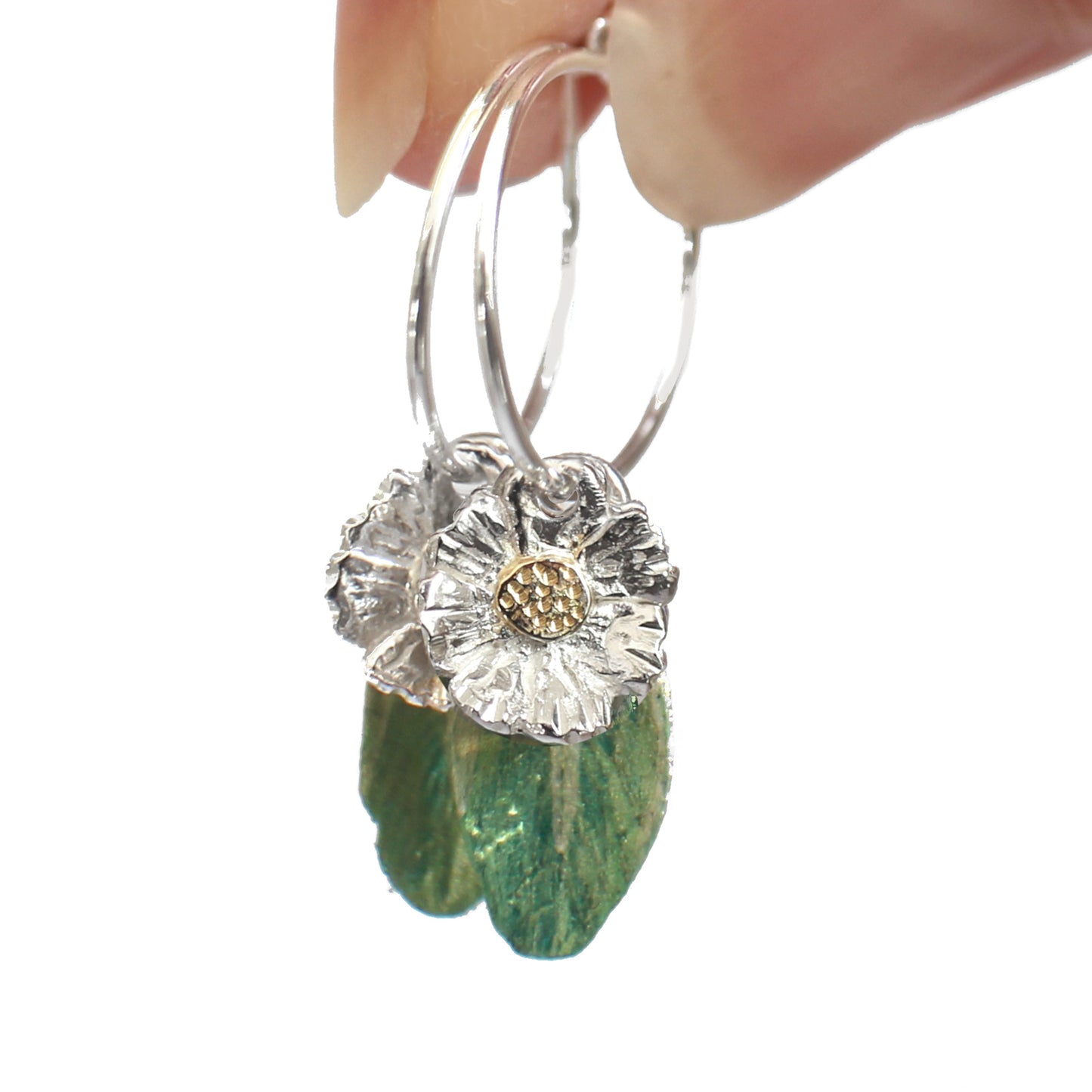 Daisy Flower + Leaf Earrings