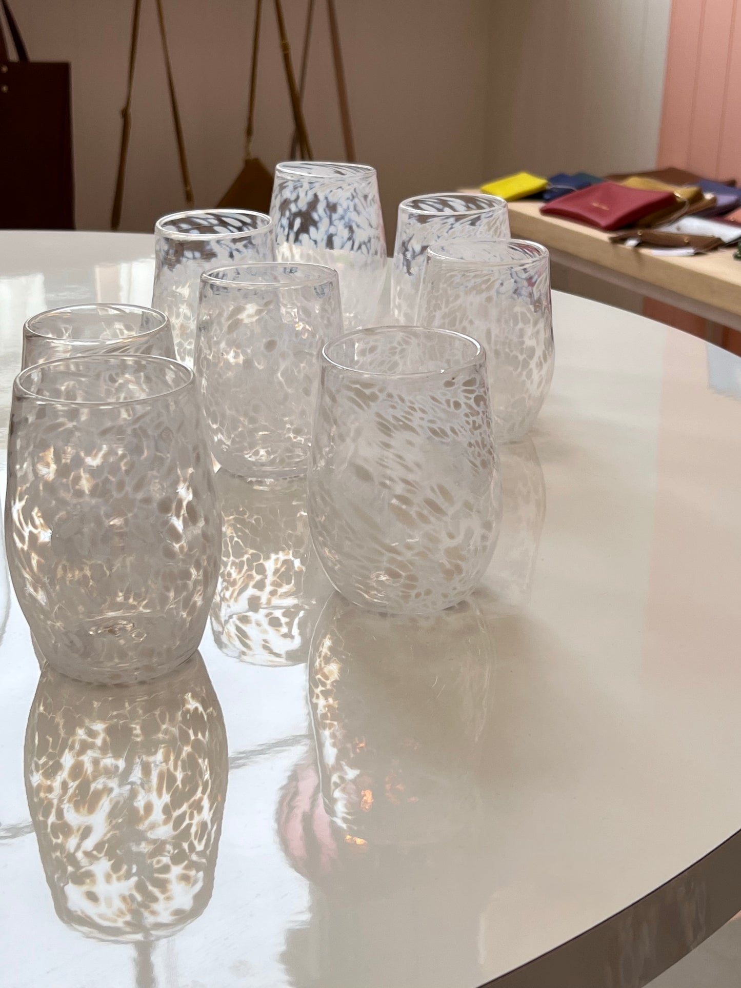 Special edition Handblown Glass Tumbler - Clear + White Flecks