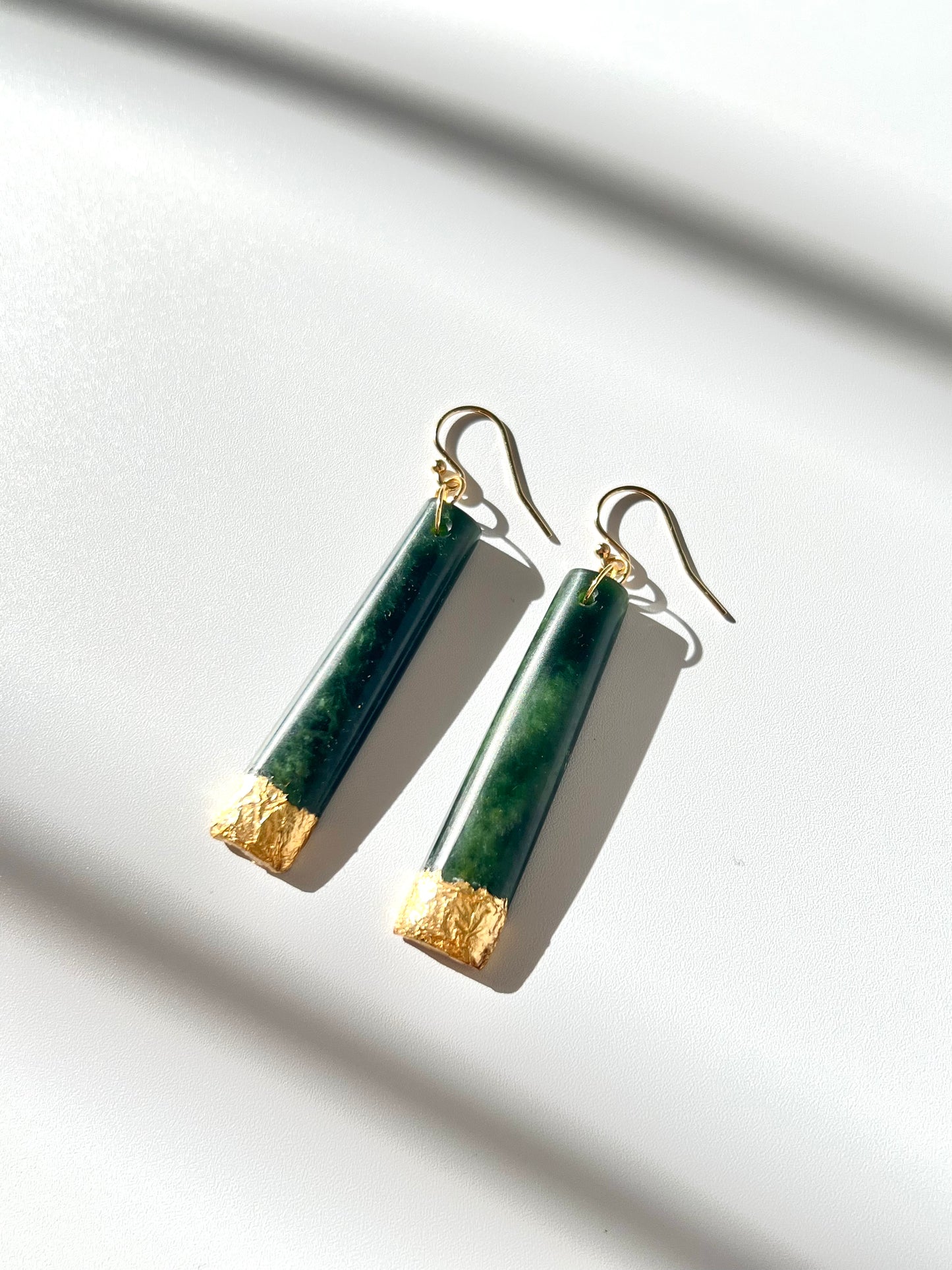 Gold Tipped Greenstone Toki Earrings (EA-GL1)