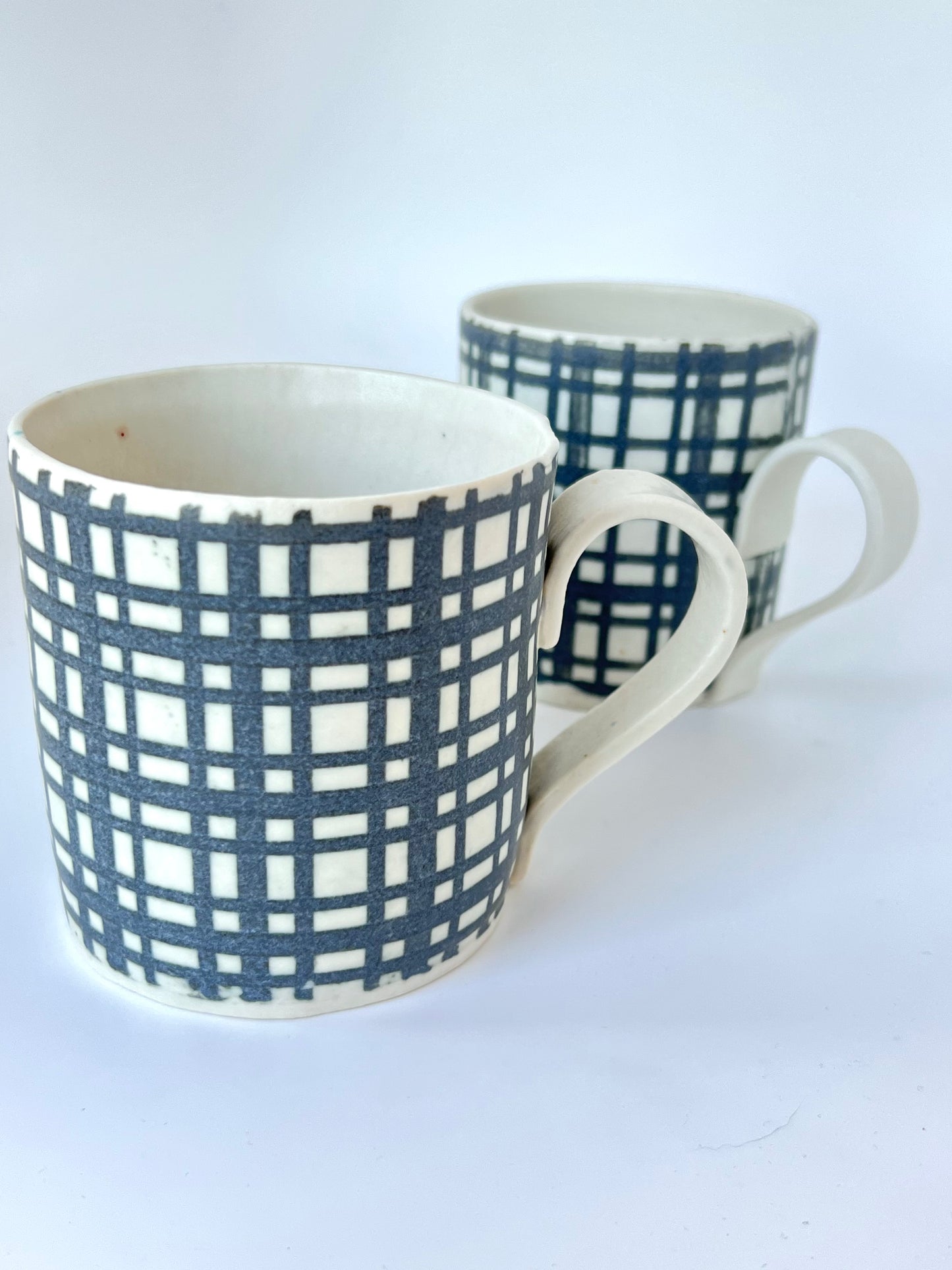 Ceramic Nerikomi Mug - Large - Tartan White with Black