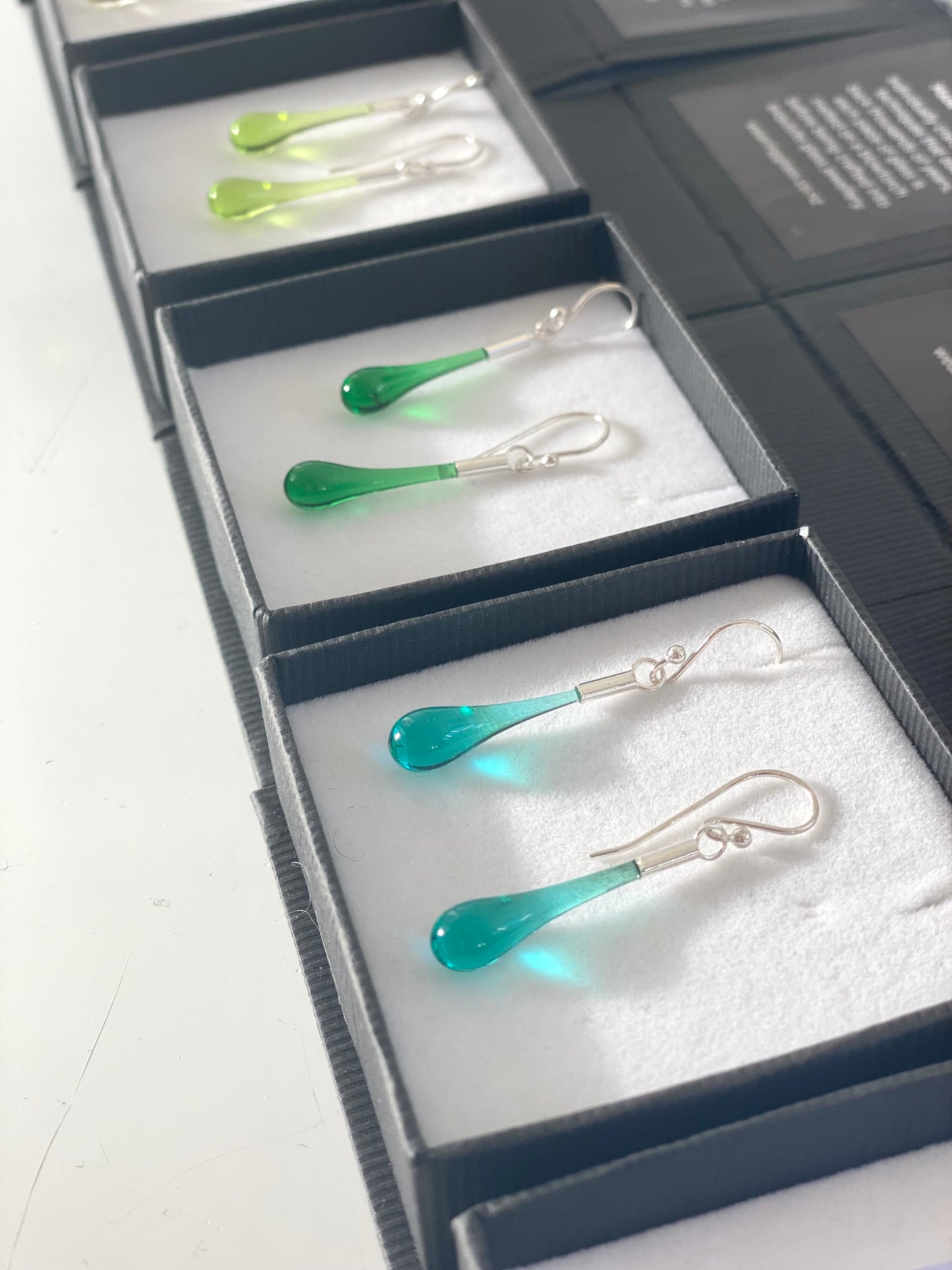 Glass Teardrop Earrings - Teal